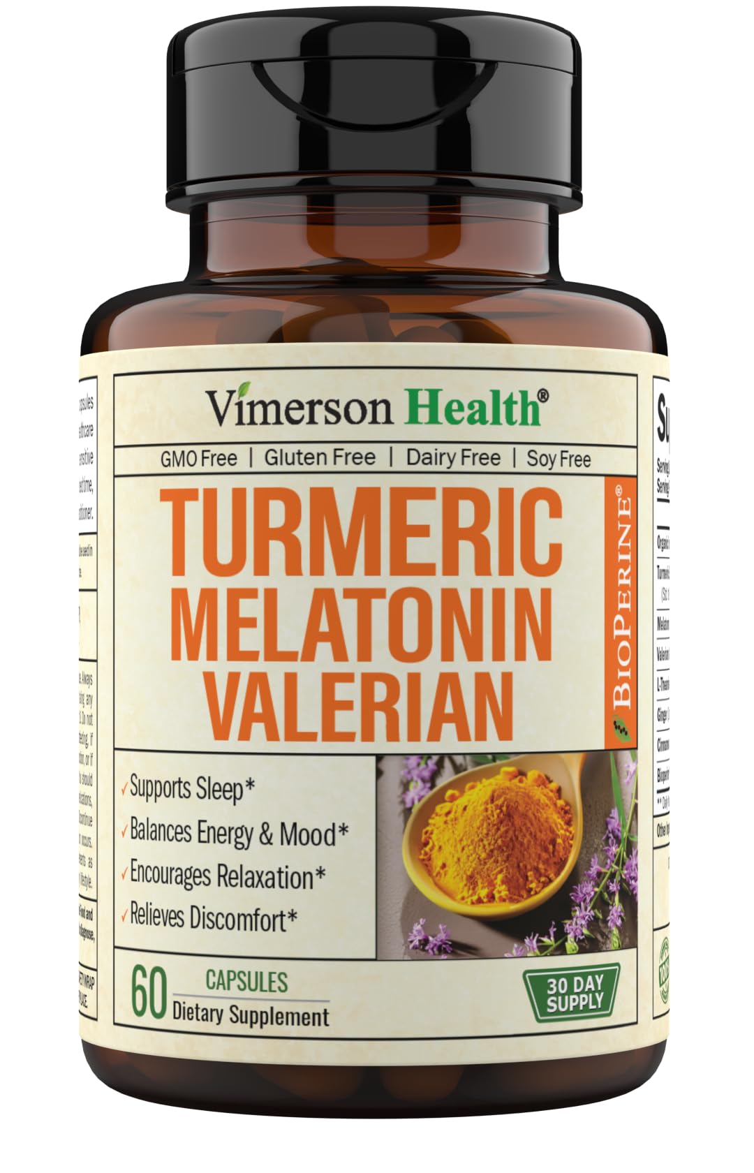 Turmeric, Melatonin & Valerian Root Sleep Aid Supplement. Natural Sleep Aid for Adults Vimerson HealthUS supplements