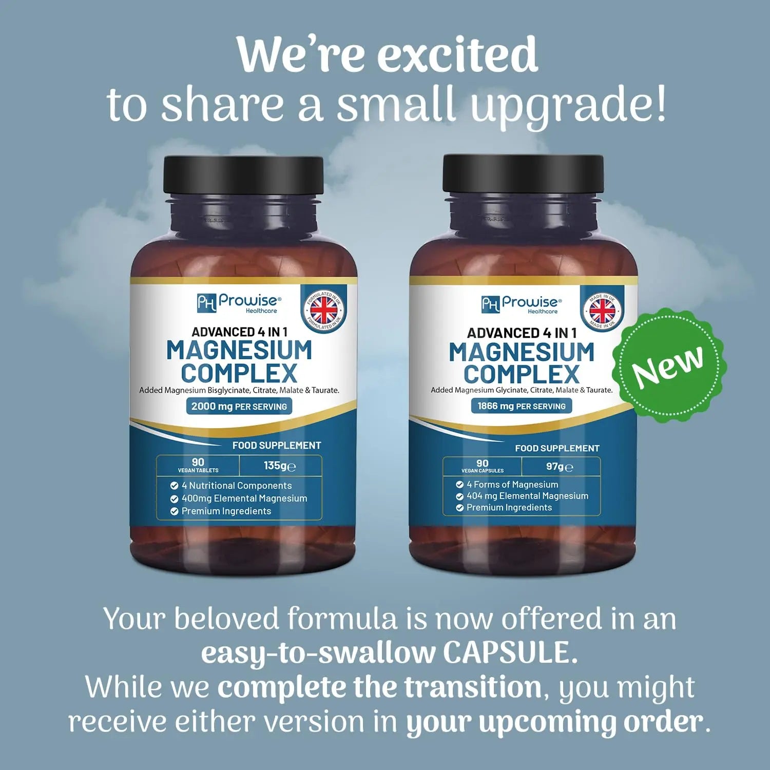 Magnesium Glycinate Complex 4 in 1-1866mg per Serving | Precise 404mg Elemental Magnesium dose | Added Magnesium Glycinate, Citrate, Malate & Taurate | 90 Vegan Capsules - by Prowise PH PROWISE Healthcarenz supplements