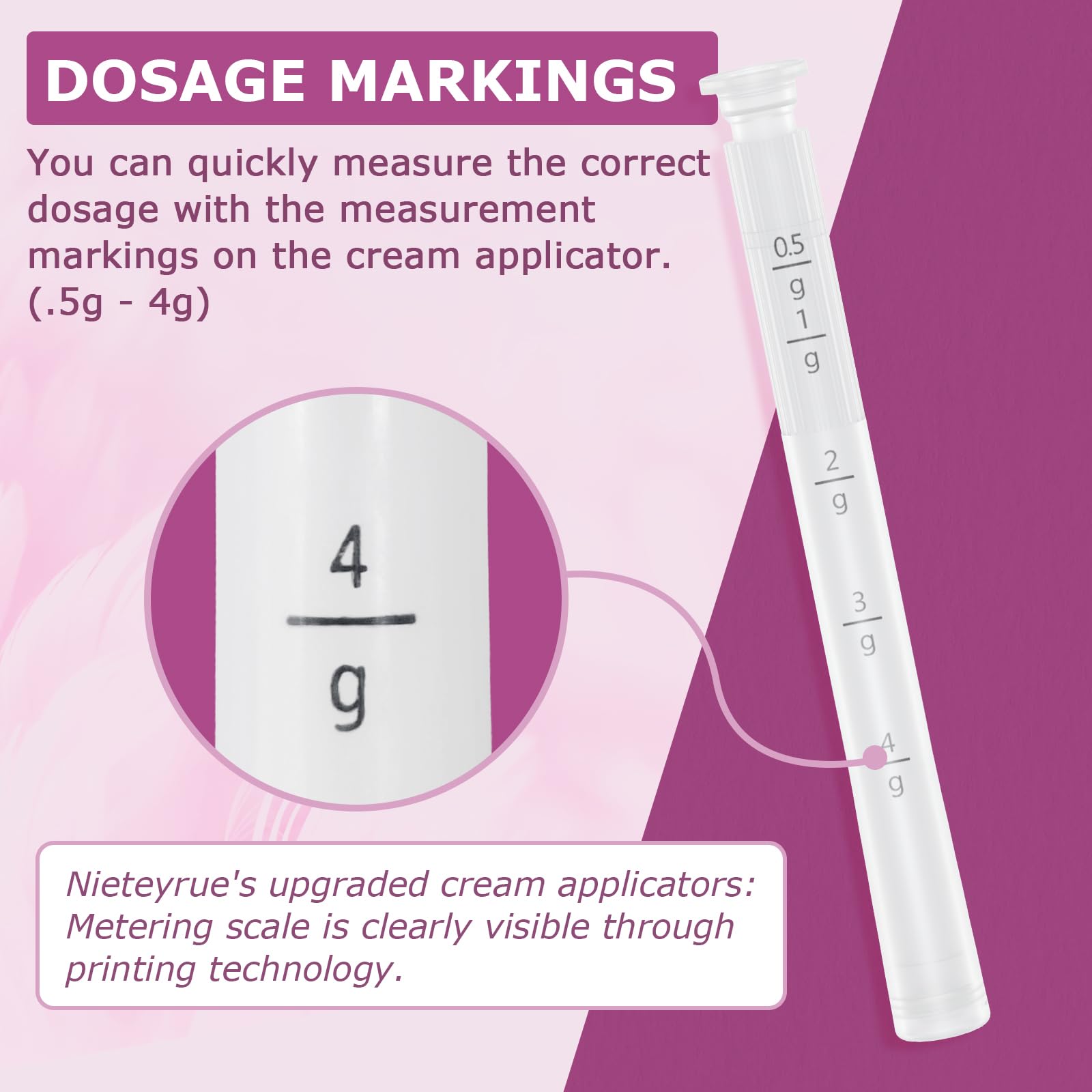 Nieteyrue Plastic Vaginial Cream Applicators (60 Packs) 2024 New Dosage Markings Individually NieteyrueAu supplements