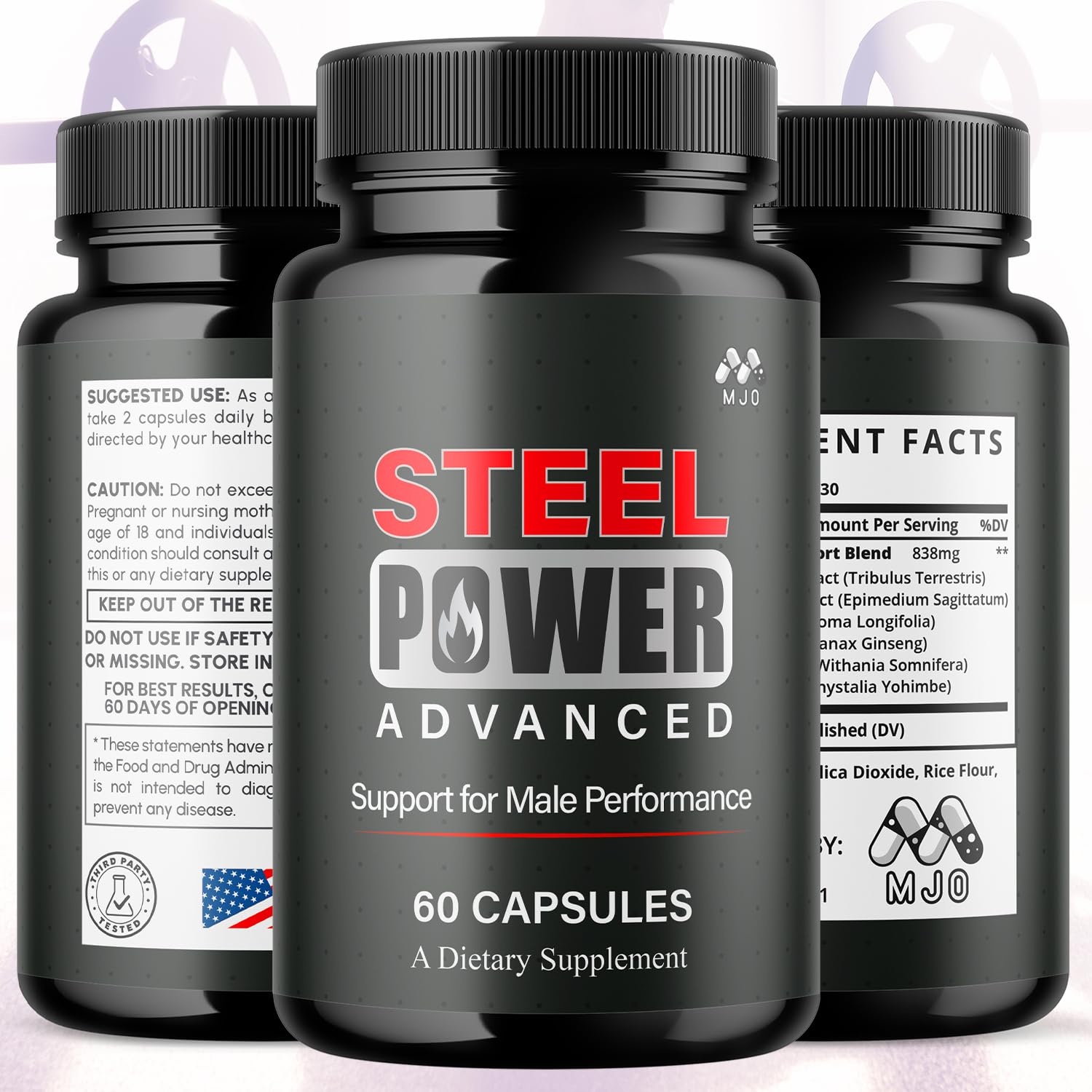 Steel Power Capsules, Official Steel Power for Men with All Natural Ingredients, Advanced SteelPower Men's Health and Wellness Vitamin Formula Pills with Maximum Strength Multivitamins (60 Capsules) MJOAu supplements