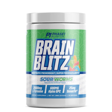 Phase 1 Nutrition Brain Blitz, Sour Worms - Nootropic Preworkout with Beta Alanine Phase One NutritionUS supplements