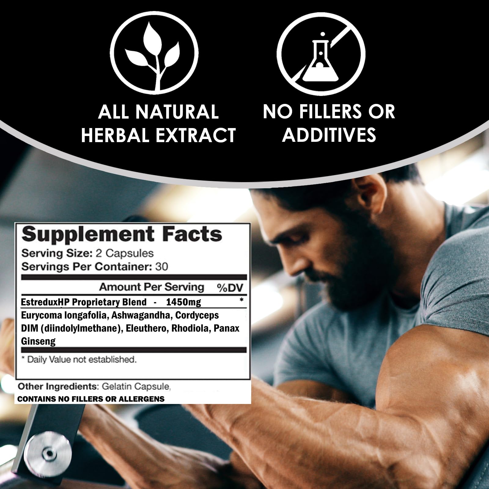 VH Nutrition ESTREDUX HP - with DIM | Estrogen Blocker for Men* | 1450mg of Maximum Strength Hormone Support, Tongkat Ali, Ashwagandha | 60 Capsules VH NutritionAu supplements
