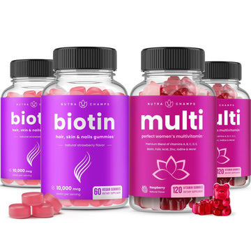NutraChamps Biotin Gummies (2 Pack) and Womens Multivitamin Gummies (2 Pack) 4 Pack Bundle NutraChampsAu supplements