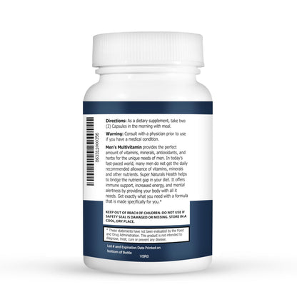 Super Naturals Men's Daily Multivitamin Energy Enhancer and Immune System Support for Men (60 Capsules, 30 Day Supply) JLM NUTRITIONALSUS supplements