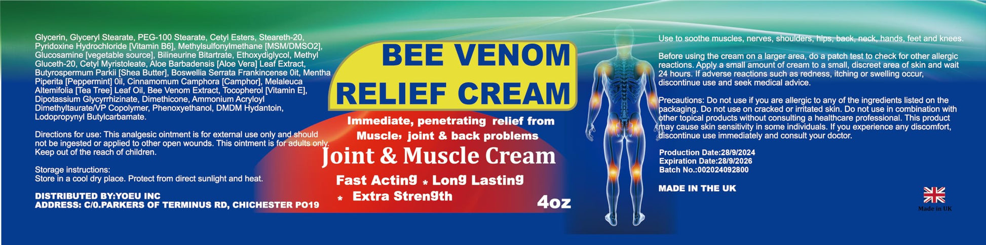 DUBOONAIO Bee Venom Joint Muscle Bone Cream, High Strength Fast Acting, Help for Back, Neck, Hand, Feet, Knee, Muscle, Shoulder, Wrist, Elbow, Hip, Nerve, Ankle, Foot Discomfort DUBOONAIOAu supplements