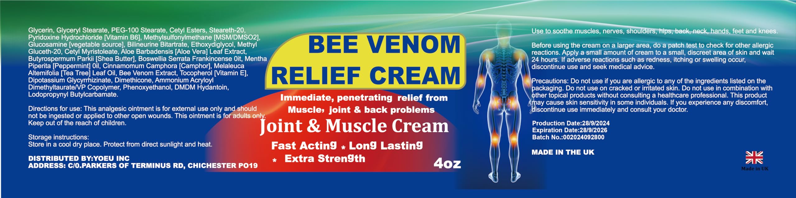 DUBOONAIO Bee Venom Joint Muscle Bone Cream, High Strength Fast Acting, Help for Back, Neck, Hand, Feet, Knee, Muscle, Shoulder, Wrist, Elbow, Hip, Nerve, Ankle, Foot Discomfort DUBOONAIOAu supplements
