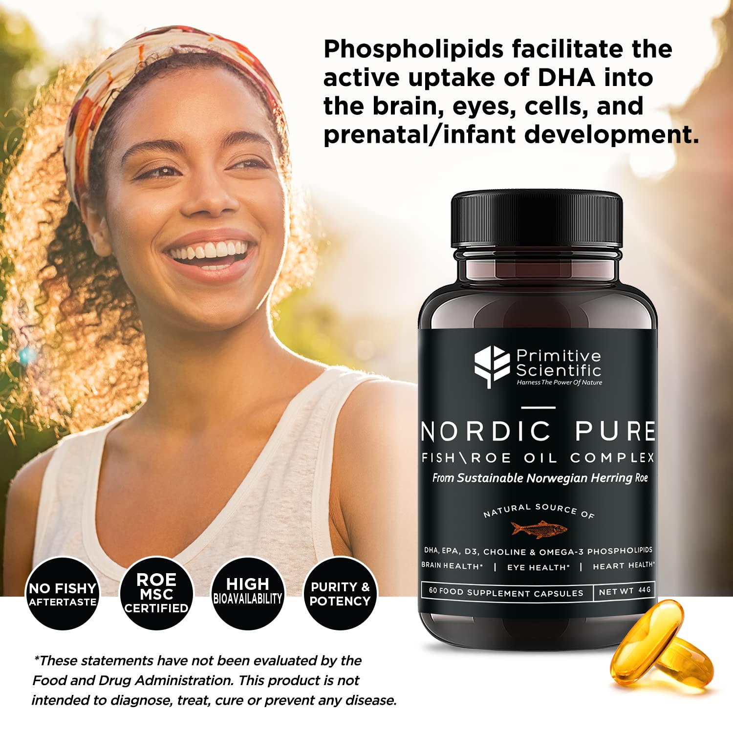 Primitive Scientific Nordic Pure Oil Complex (60 Fish Oil Capsules) for Brain, Immunity & Vision - Heart Supplement w/EPA, DHA, Vitamin D3, Choline - Omega 3 Supplements Primitive ScientificAu supplements