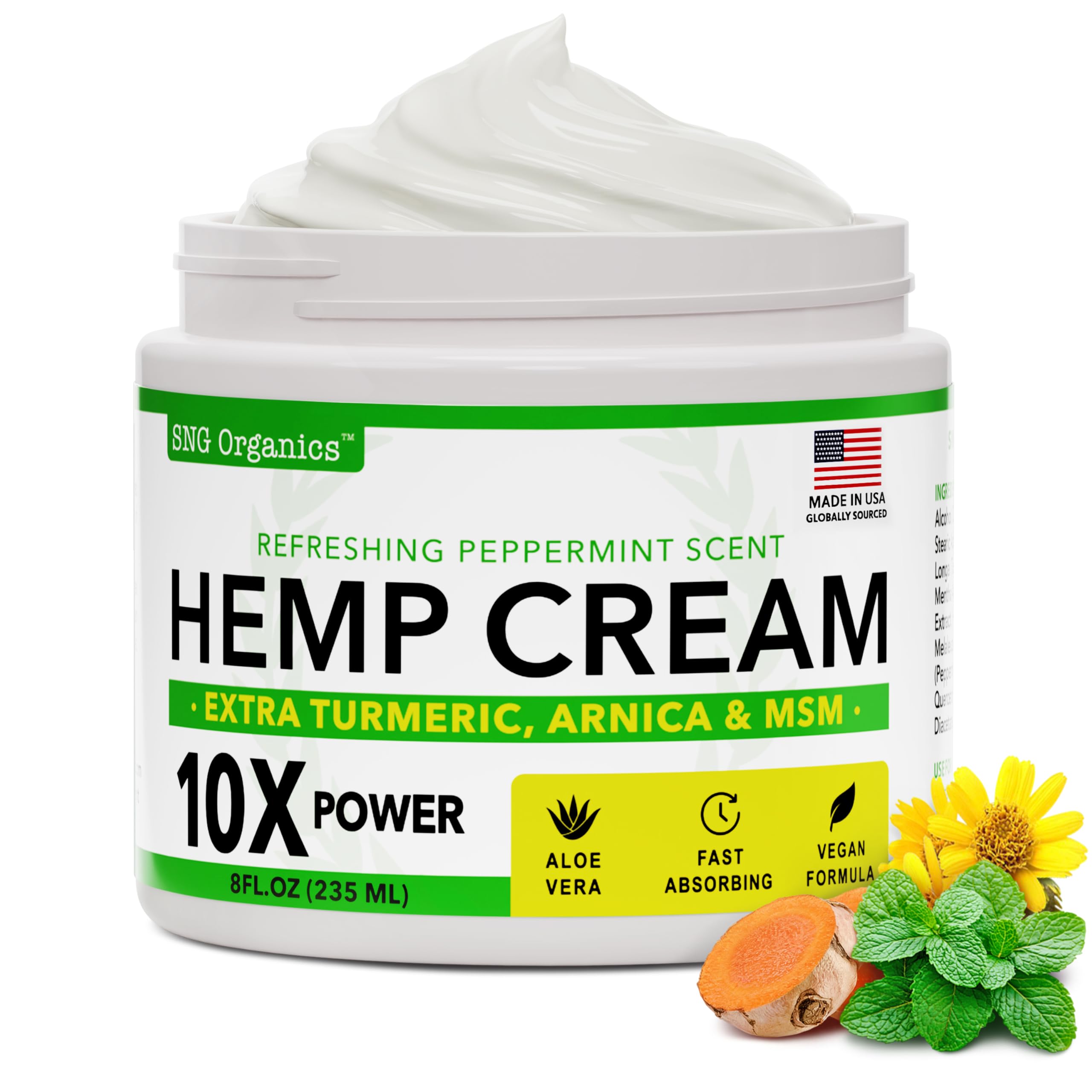 Super Natural Goods Hemp Cream with Hemp Oil, Turmeric, Arnica & Menthol – Botanical Cream with a Cooling Sensation for Localized Application (8oz) Super Natural GoodsAu supplements