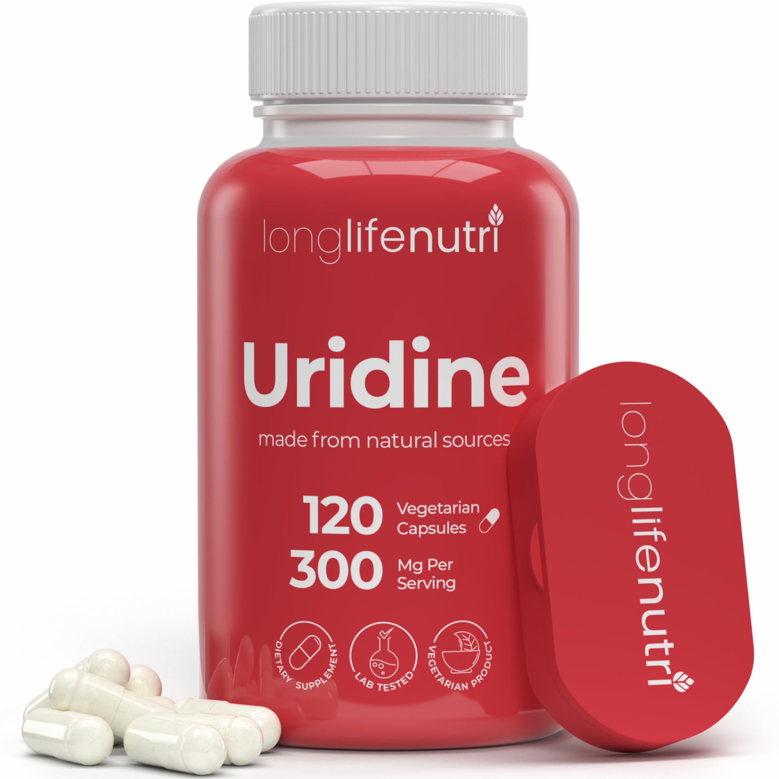 LongLifeNutri Uridine Monophosphate 300mg – Choline Precursor & Synaptic Function, Nootropic for Focus & Mental Performance, 120 Vegetarian Capsules, 4-Month Supply, GMP Certified, Made in USA LongLifeNutriAu supplements