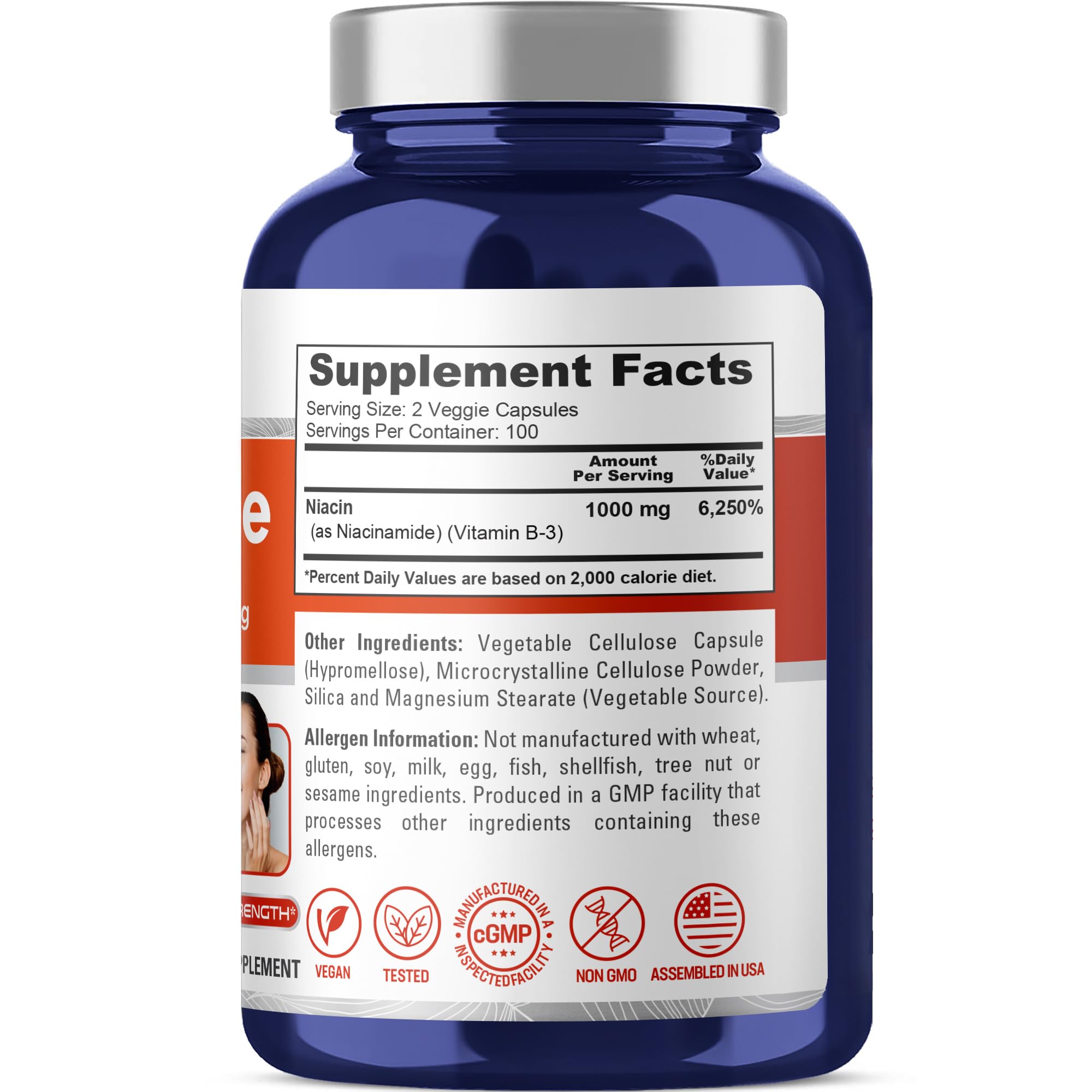NusaPure Niacinamide 1000mg 200 Veggie Capsules (Non-GMO, Vegan) Flush Free NusaPureAu supplements