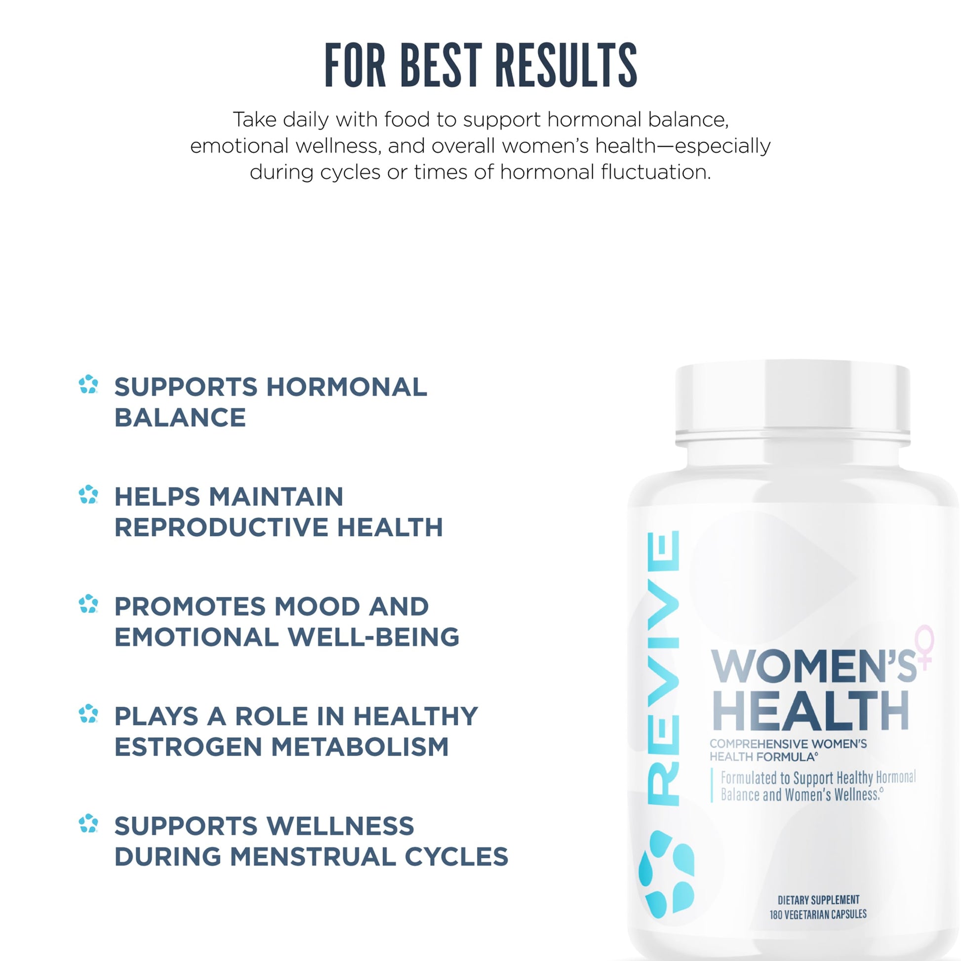 Revive MD Hormone Balance for Women – Hormone Support Supplement w/Myo-Inositol, Chaste Berry, DIM, Vitamins C & E, Evening Primrose Oil – Health & Hormonal Balance (180 Capsules, 30 Servings) ReviveAu supplements
