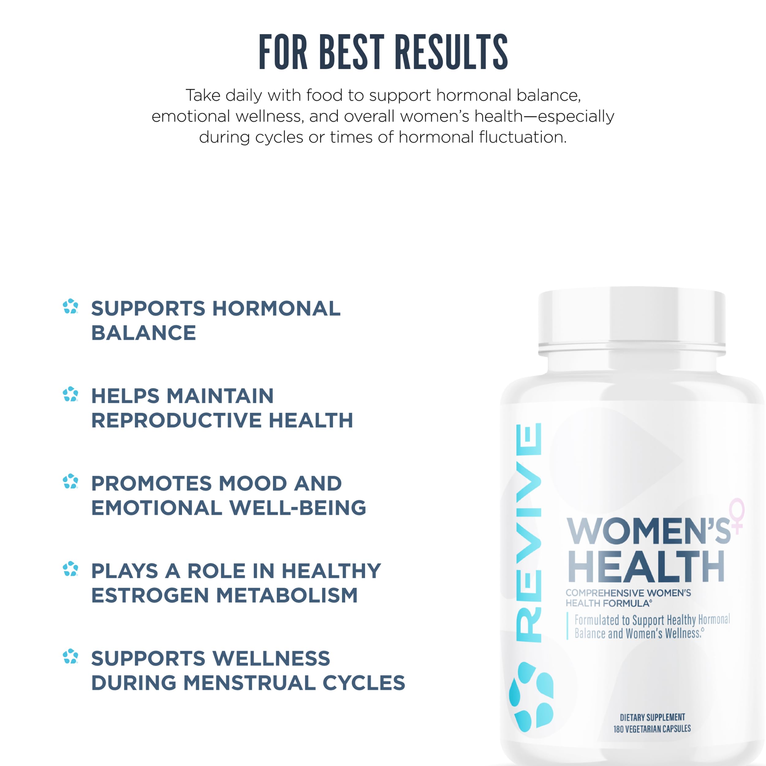 Revive MD Hormone Balance for Women – Hormone Support Supplement w/Myo-Inositol, Chaste Berry, DIM, Vitamins C & E, Evening Primrose Oil – Health & Hormonal Balance (180 Capsules, 30 Servings) ReviveAu supplements