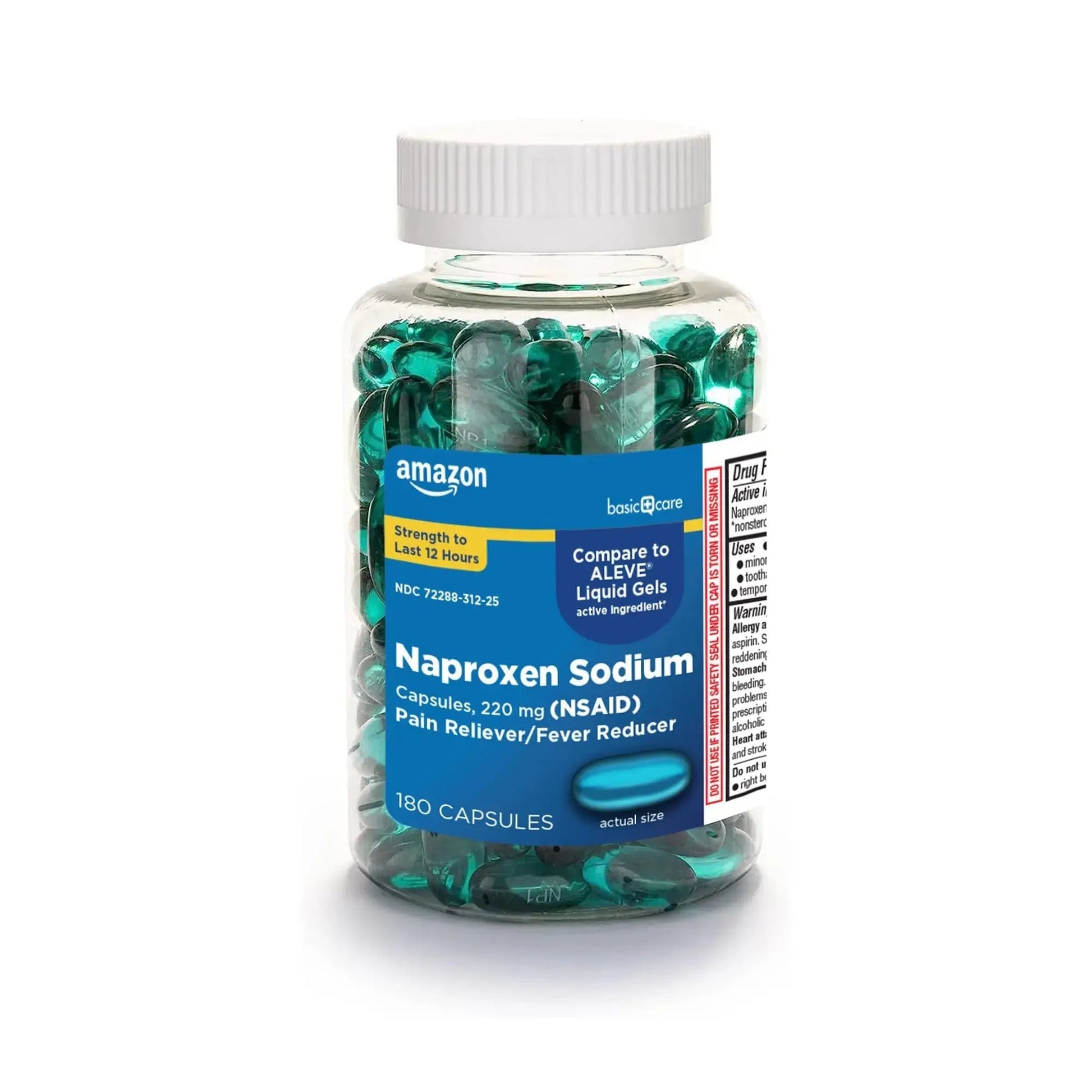 Amazon Basic Care Naproxen Sodium 220 mg Liquid Gels, Pain Reliever/Fever Reducer (NSAID), Headache, Backache, Menstrual Pain, Arthritis Pain, 12-Hour Relief, 180 Count (previously A+ health) Amazon Basic CareAu supplements