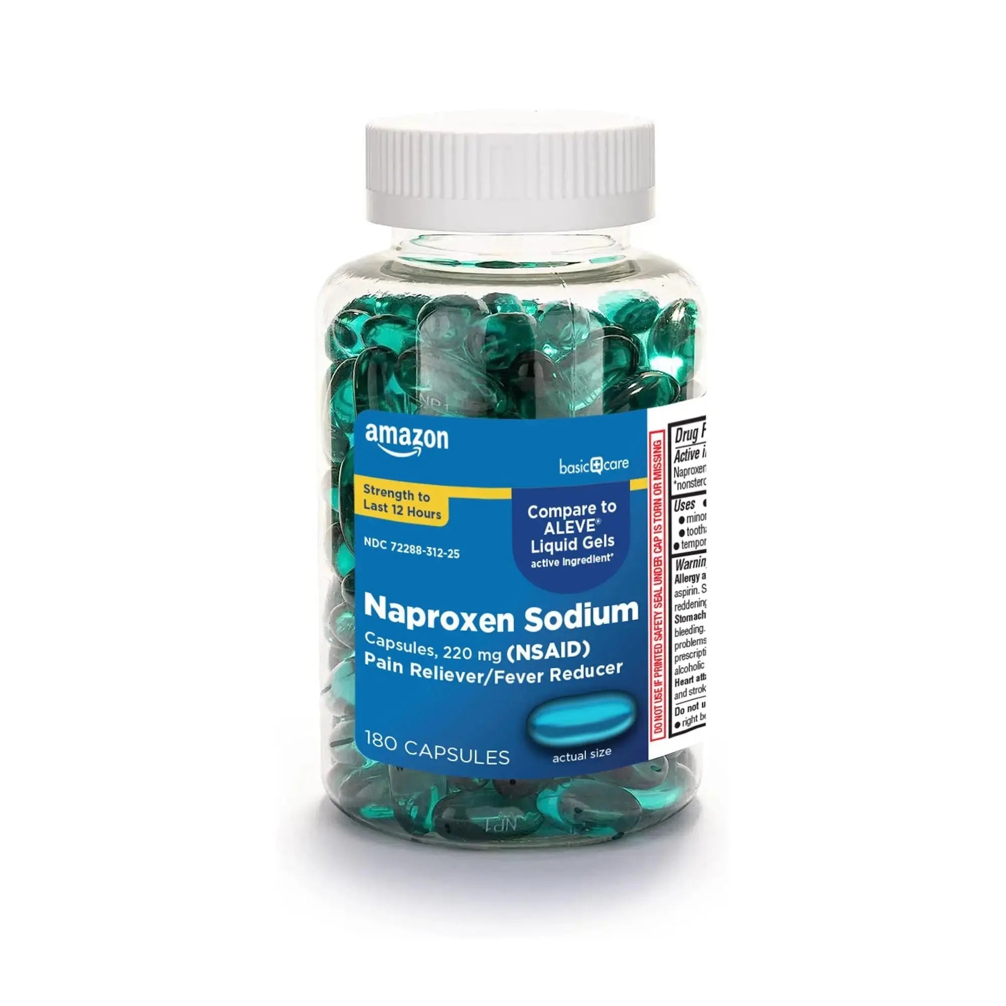 Amazon Basic Care Naproxen Sodium 220 mg Liquid Gels, Pain Reliever/Fever Reducer (NSAID), Headache, Backache, Menstrual Pain, Arthritis Pain, 12-Hour Relief, 180 Count (previously A+ health) Amazon Basic CareAu supplements