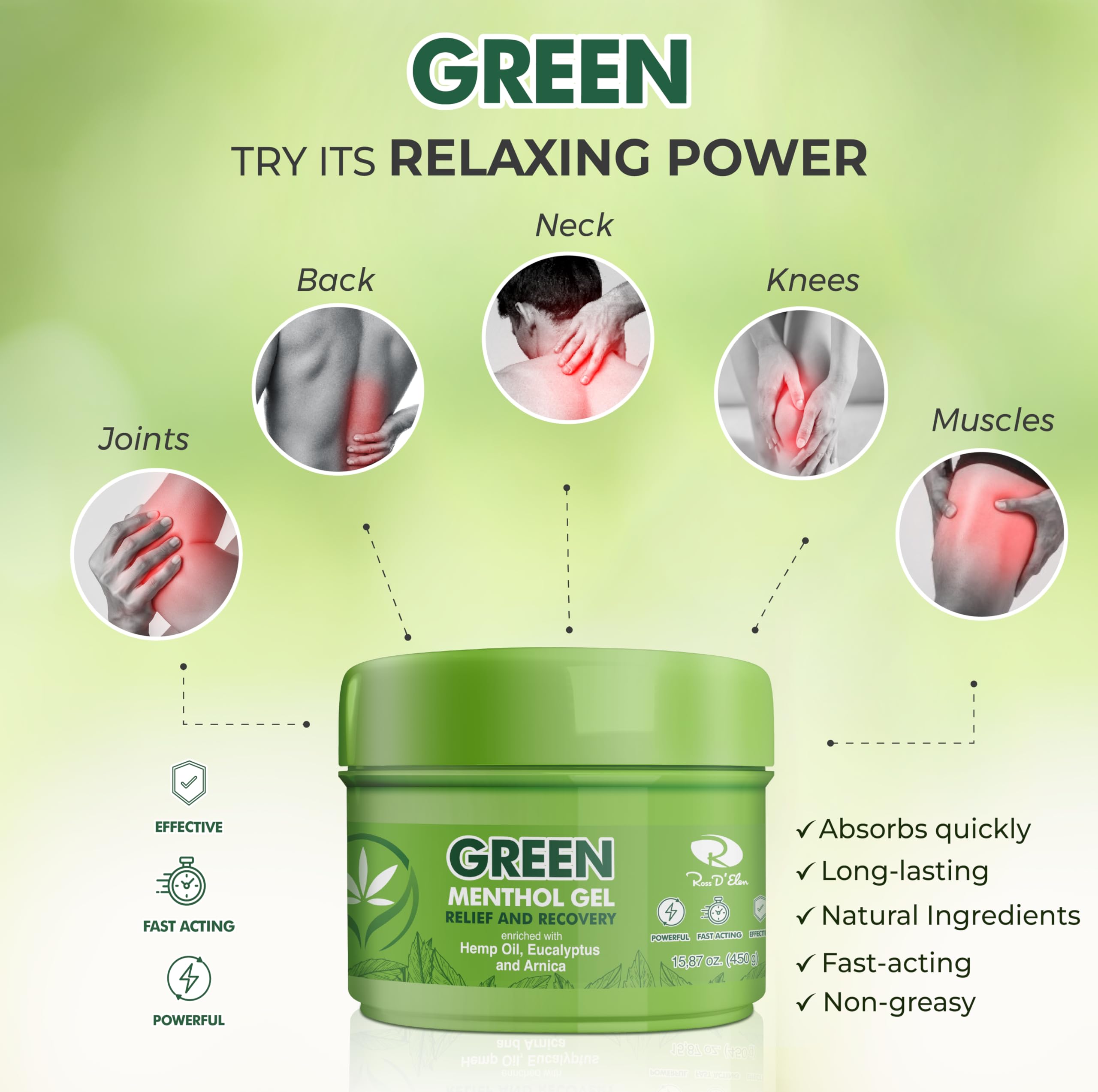 Ross D'Elen Green Menthol Gel - Large Size Single Pack ROSS D'ELENAu supplements