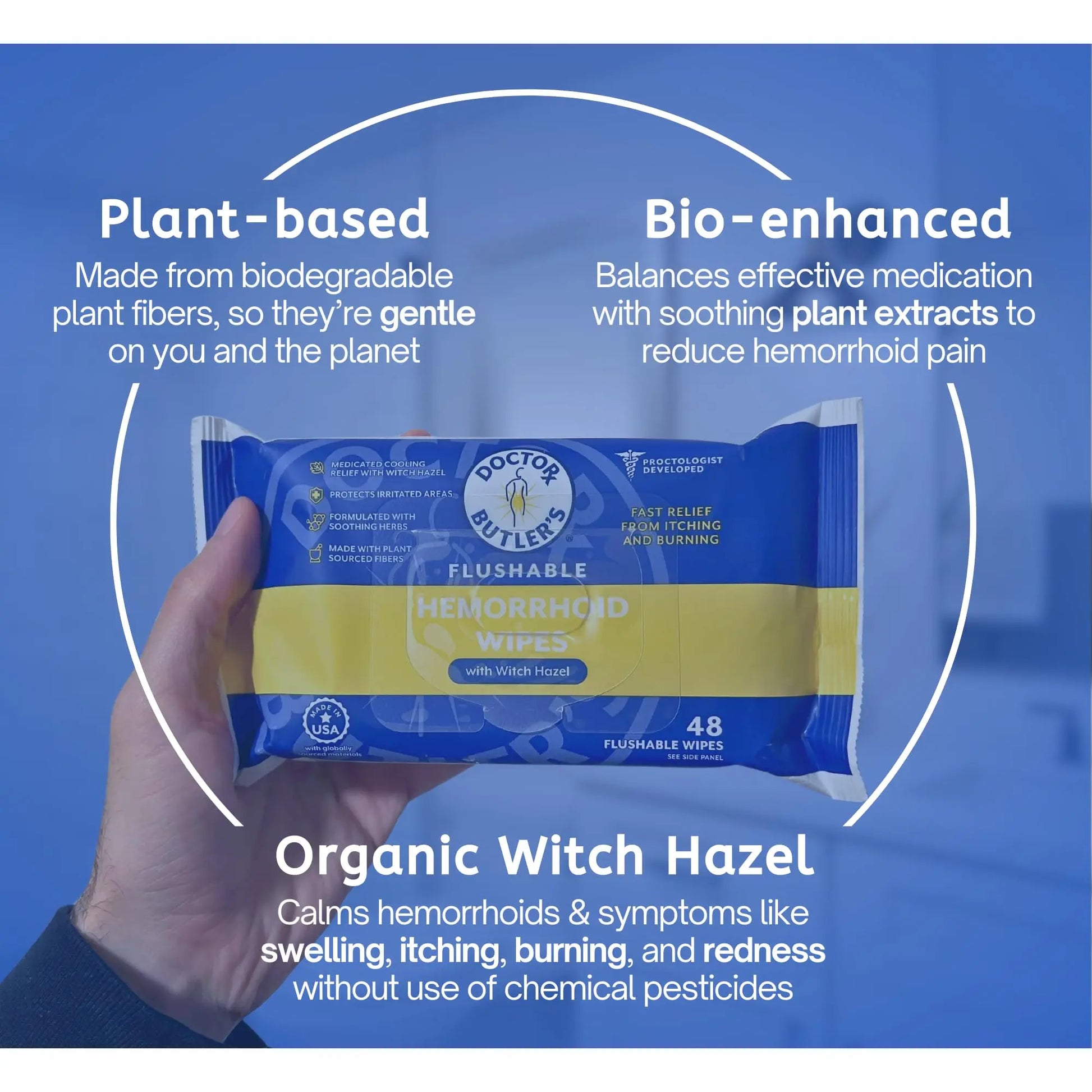 Doctor Butler's Flushable Hemorrhoid Wipes – Flushable Wipes with Witch Hazel to Soothe and Bring Relief from Discomfort Associated with Hemorrhoids (48 Wipes) Doctor Butler'sAu supplements