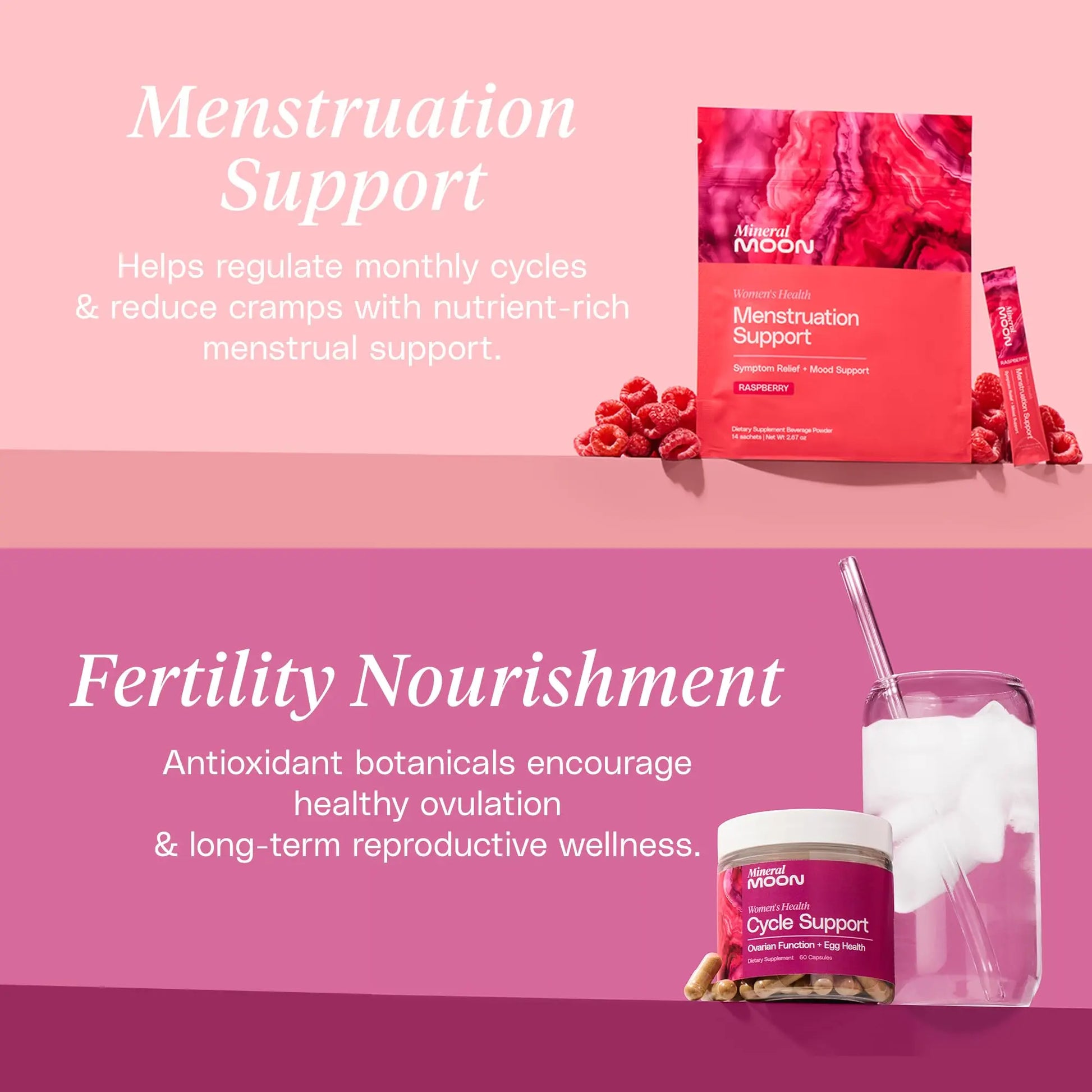 Mineral Moon Hormonal Support Bundle - Menstrual Supplement + Cycle Support - Aid Ovulation, Hormonal Balance & PMS Support - Reduce Period Cramps & Fatigue - Antioxidant Ovarian Support Vitamins Mineral Moonnz supplements