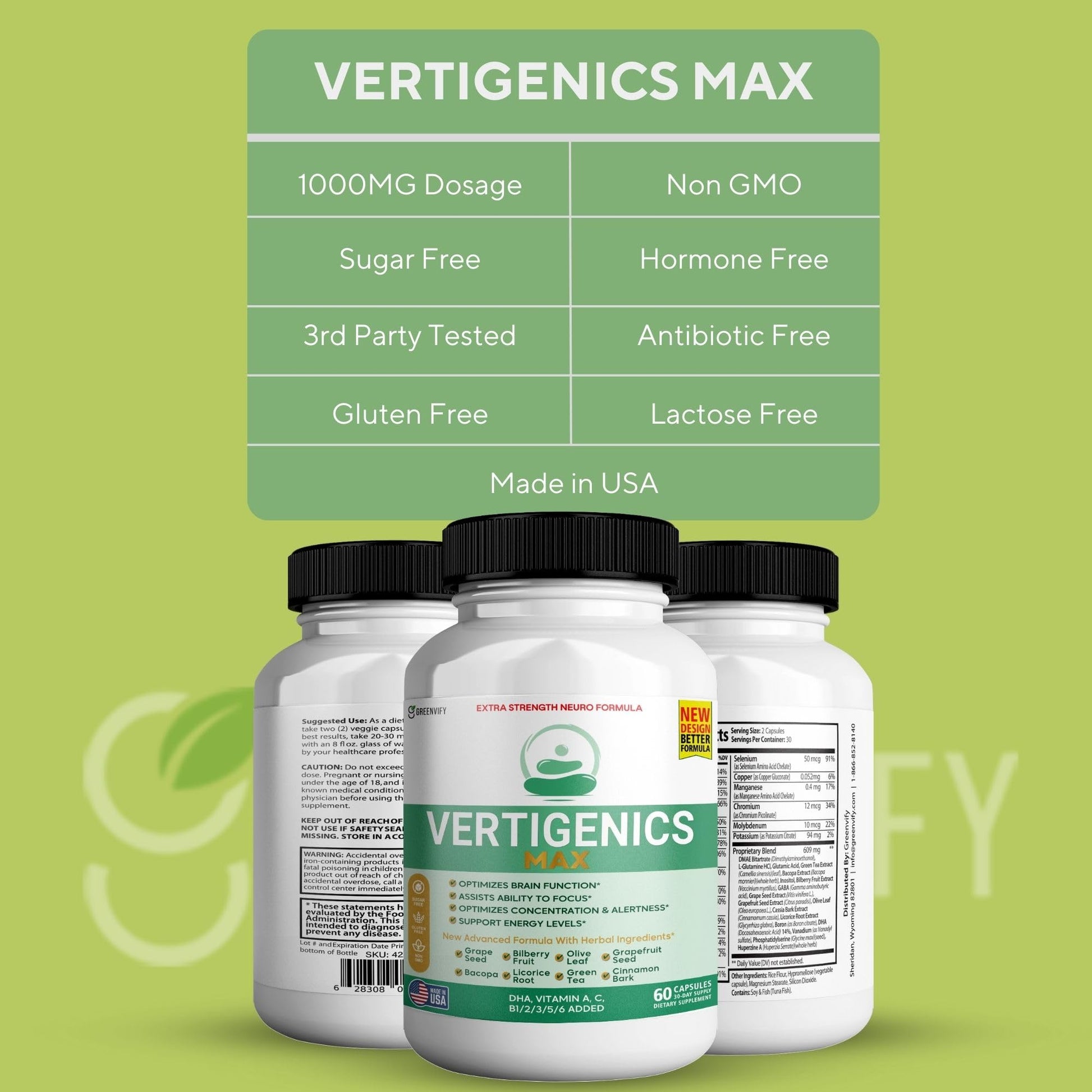 Vertigenics Max – Brain & Focus Support Supplement – Extra Strength Neuro Formula with Vitamins, Minerals & Herbal Blend – Supports Clarity, Alertness & Energy – 60 Capsules (1) VertigenicsAu supplements