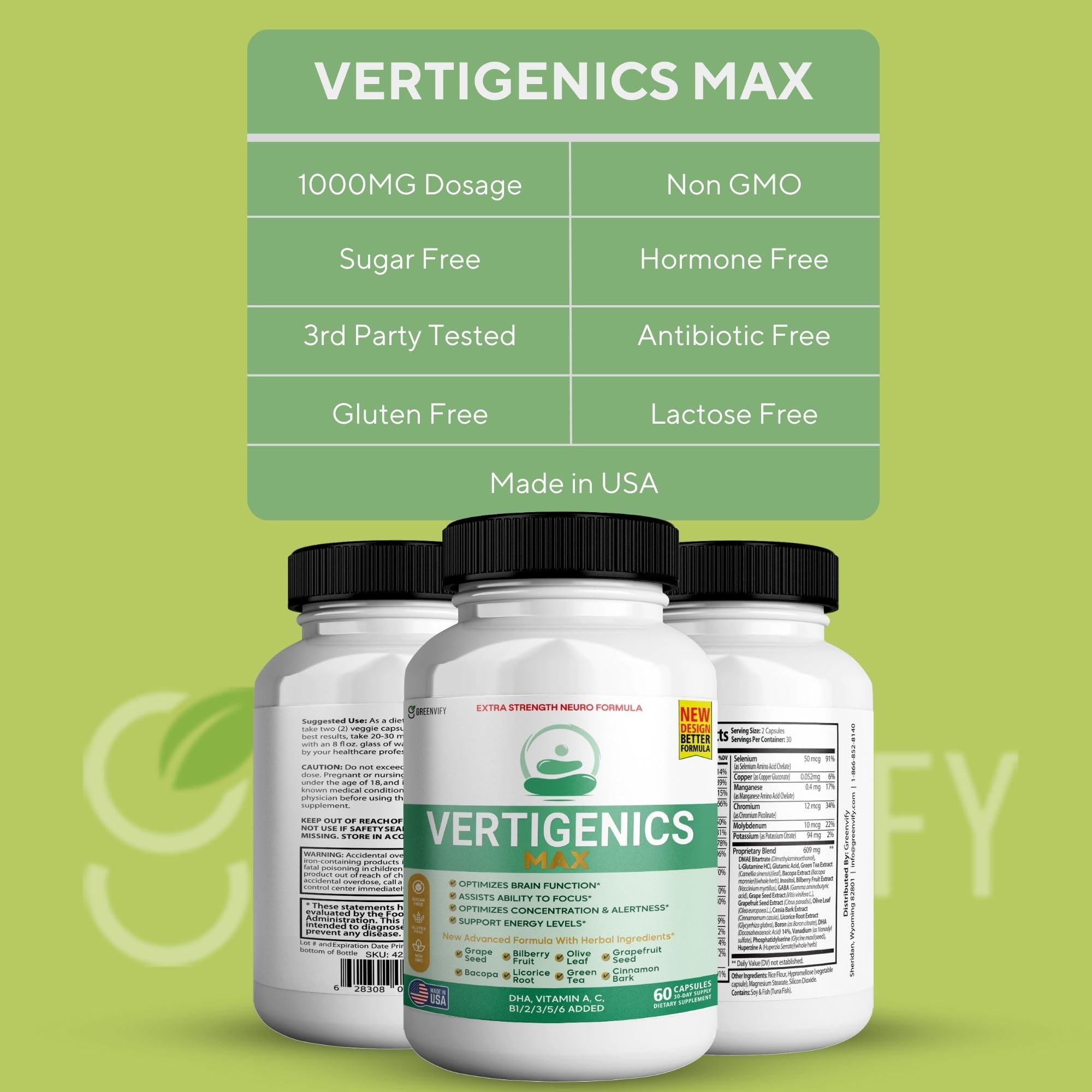 Vertigenics Max – Brain & Focus Support Supplement – Extra Strength Neuro Formula with Vitamins, Minerals & Herbal Blend – Supports Clarity, Alertness & Energy – 60 Capsules (1) VertigenicsAu supplements