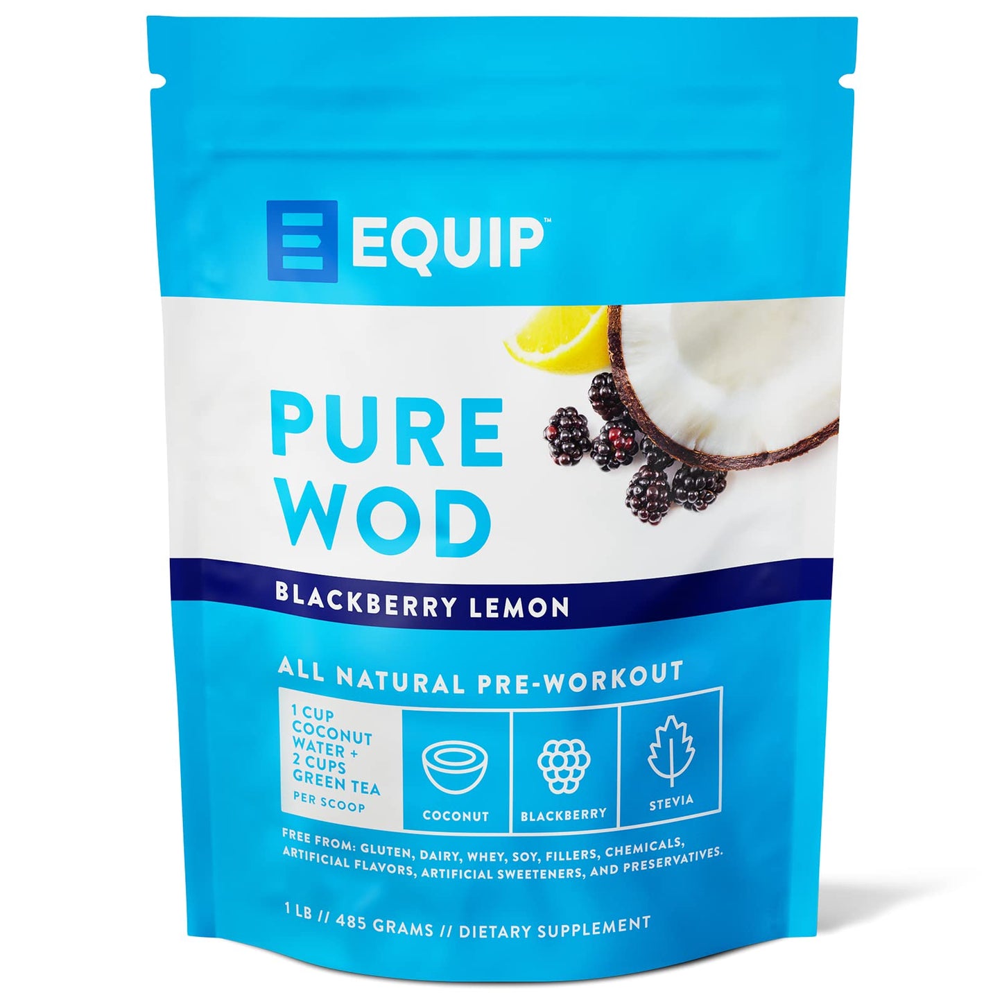 Equip Foods PureWOD All Natural Pre-Workout Powder - 200mg Green Tea Caffeine, BCAA EquipUS supplements