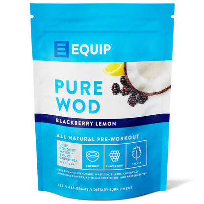 Equip Foods PureWOD All Natural Pre-Workout Powder - 200mg Green Tea Caffeine, BCAA EquipUS supplements