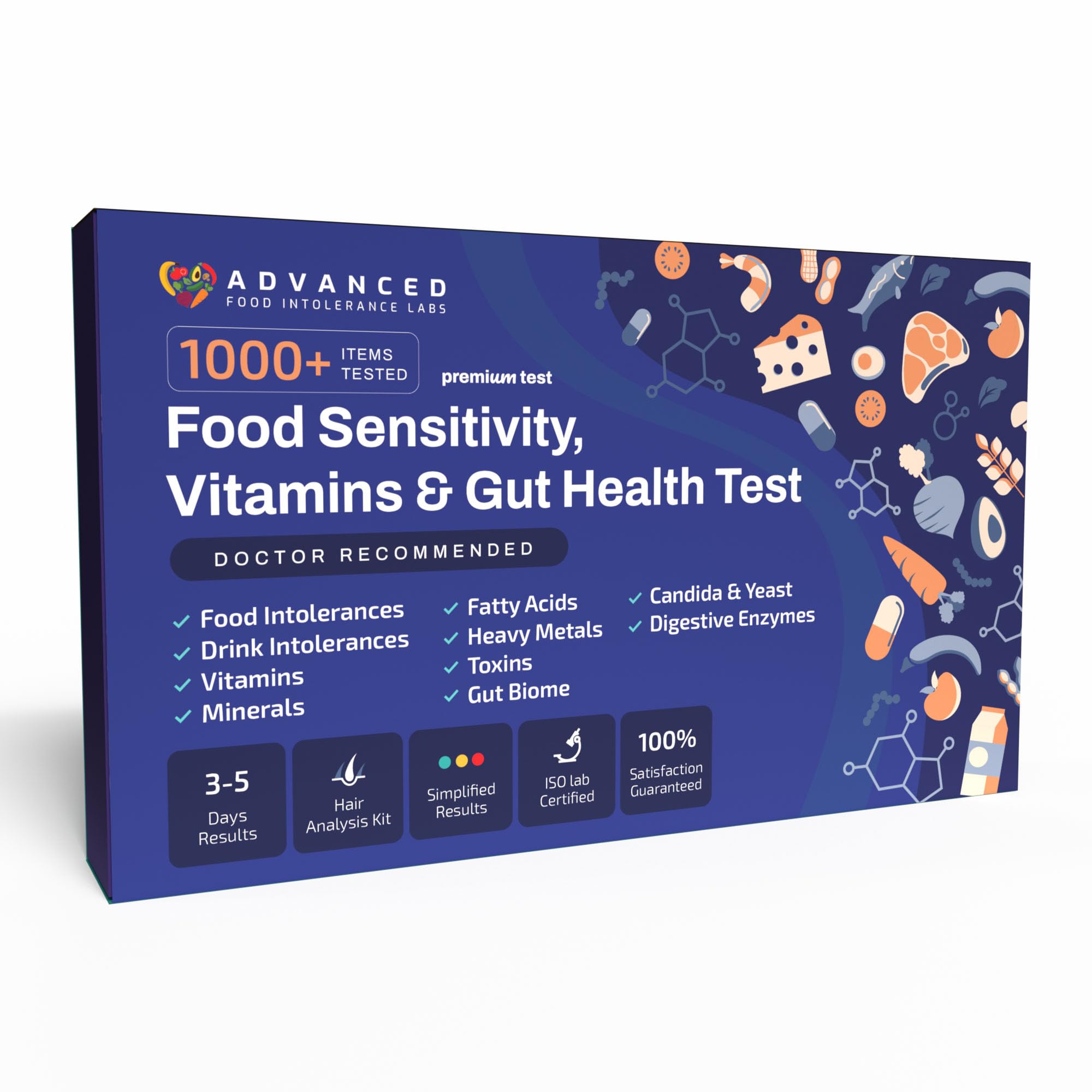 AFIL 1000+ Foods, Drinks, Vitamins, Gut, At-Home Wellness Test Kit, Trusted Hair Analysis for Adults & Kids, At-Home Health Non-Invasive, Gluten, Dairy Health Wellness Indicators Advanced Food Intolerance LabsAu supplements