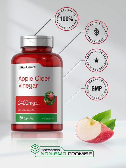 Horbäach Apple Cider Vinegar Capsules | 2400mg | 150 Count | Non-GMO, Gluten Free Supplement HorbäachUS supplements