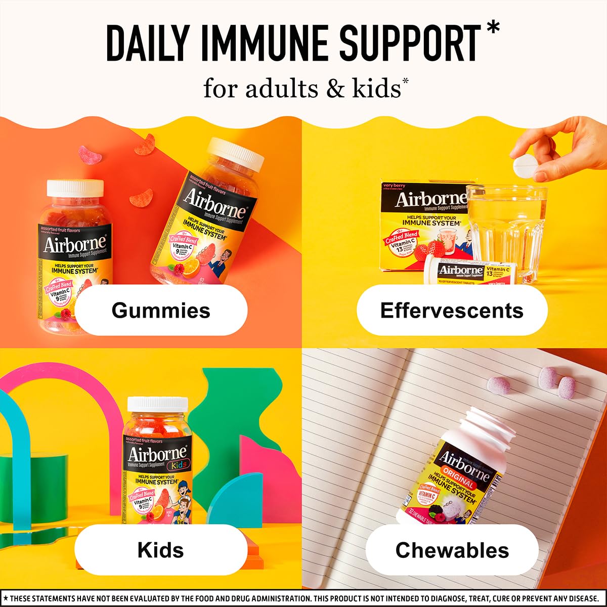 Airborne 750mg Vitamin C Immune Support Supplement Gummies for Adults, Assorted Fruit Flavor, Gluten Free Crafted Blend with Powerful Antioxidants Vitamins A C & E, 42 Gummies (2 Pack) AirborneAu supplements