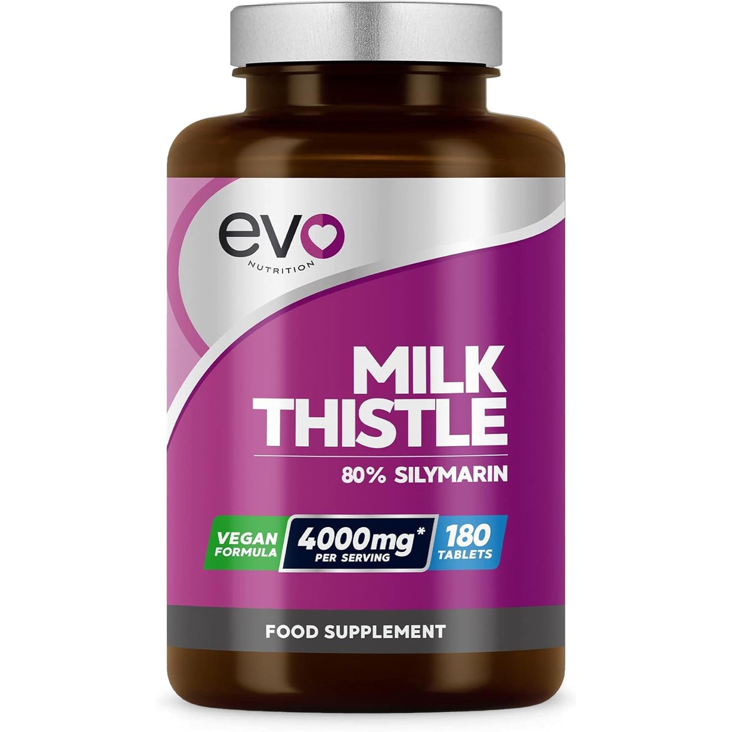 Milk Thistle Tablets 4000mg | 80% Silymarin | 180 Tablets | High Strength Vegan Supple EVO NUTRITIONUS supplements
