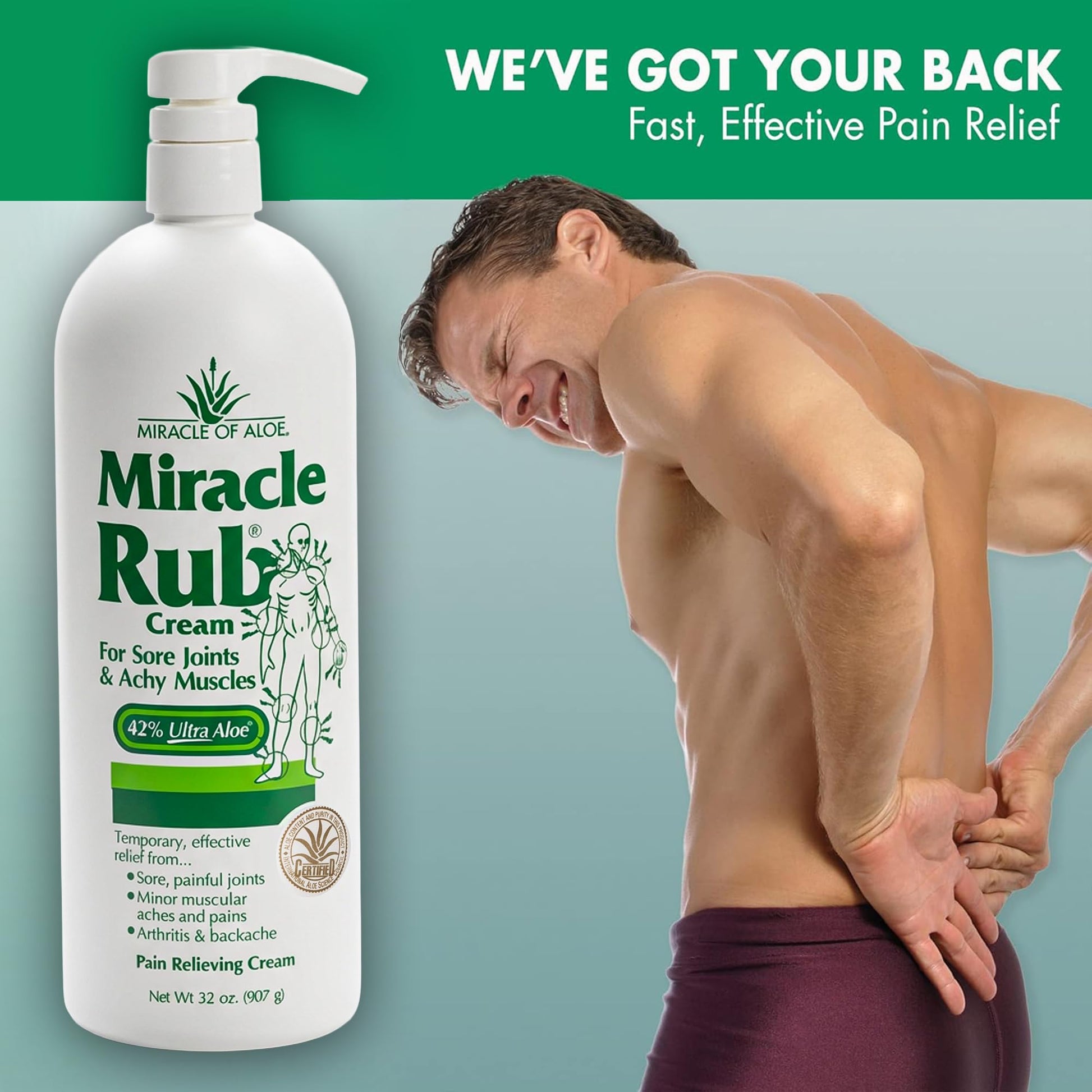 Miracle of Aloe Miracle Rub Pain Relieving Cream 32 oz, Fast & Effective Relief for Arthritis, Muscle, and Joint Pain - Maximum Strength UltraAloe Formula, Topical Analgesic Miracle of AloeAu supplements