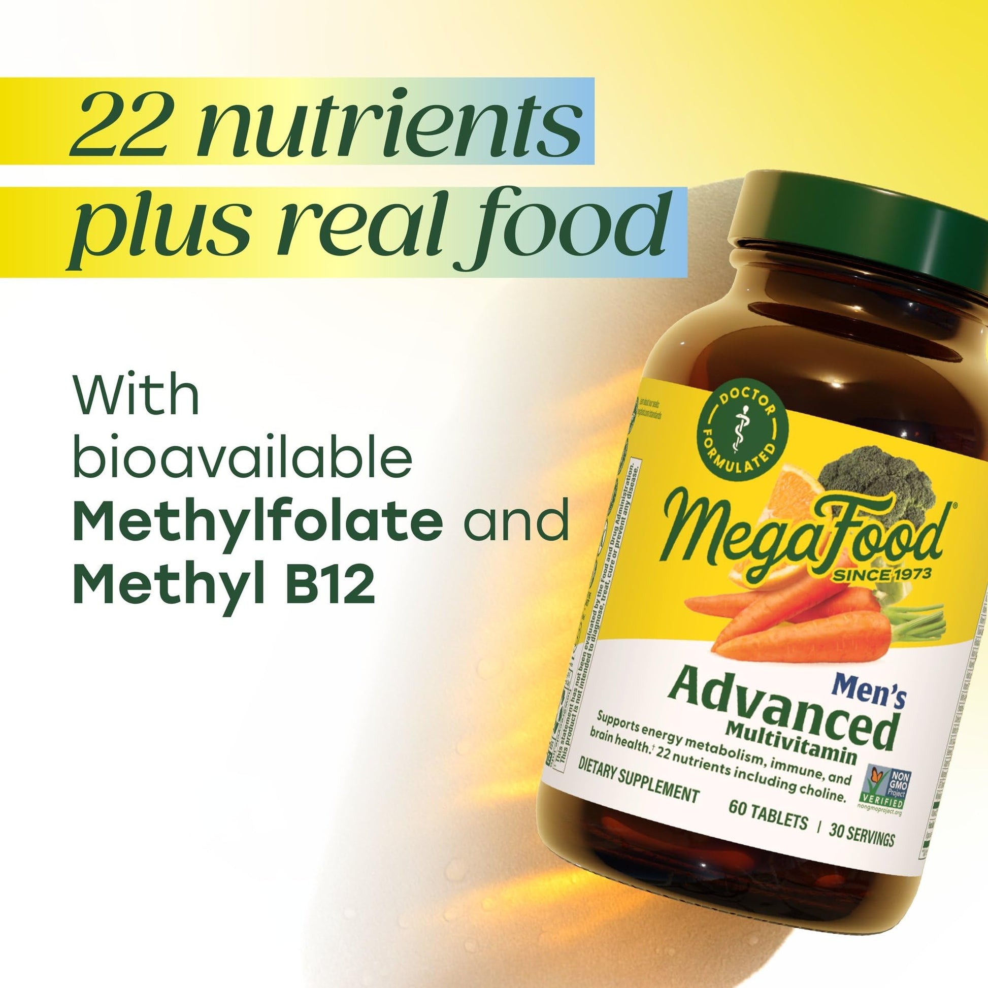 MegaFood Men's Advanced Multivitamin for Men - Doctor -Formulated - Choline, Vitamin B12, Vitamin D, Vitamin C & Zinc - Brain Health & Immune Support - Non-GMO - Vegetarian - 120 Tabs (60 Servings) MegaFoodAu supplements