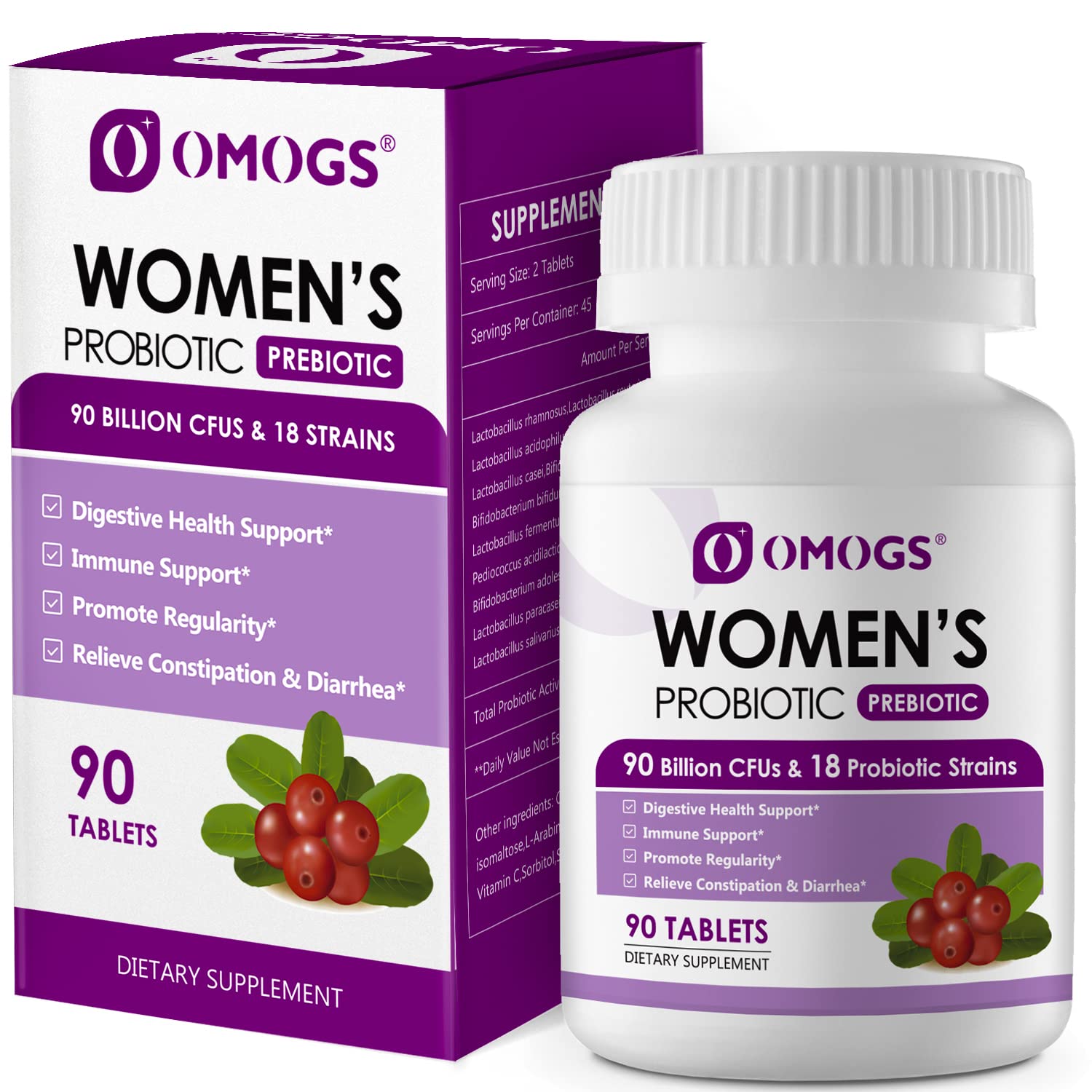 OMOGS Women's Probiotic,with Cranberry Extract and Organic Prebiotics,90 Billion CFUs OMOGSAu supplements