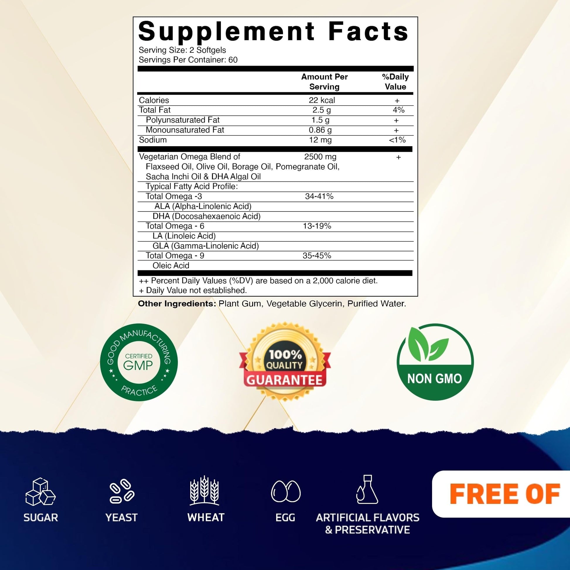 Vitamatic Vegan Omega 3-6-9 Complex 1250mg | Flaxseed, Olive, Borage & Algae Oils | Plant-Based Omegas | 120 Softgels VitamaticAu supplements
