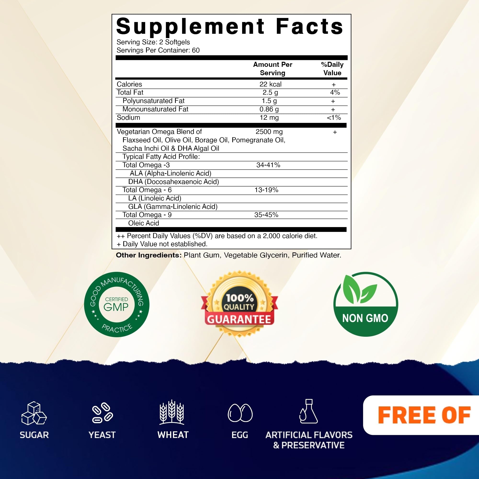 Vitamatic Vegan Omega 3-6-9 Complex 1250mg | Flaxseed, Olive, Borage & Algae Oils | Plant-Based Omegas | 120 Softgels VitamaticAu supplements