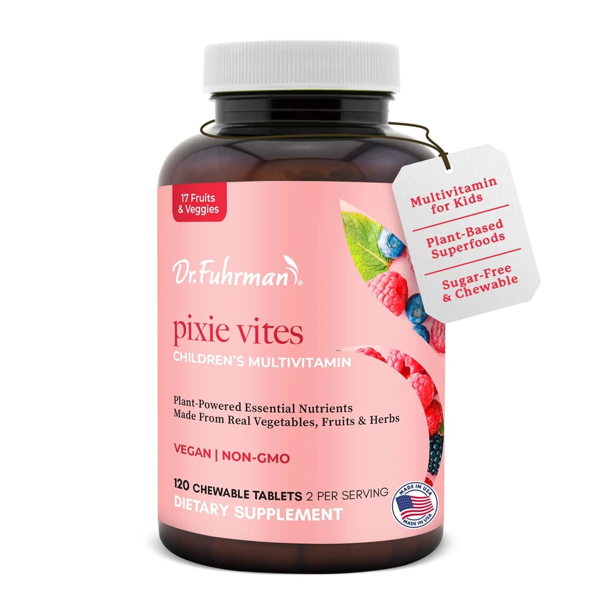Dr. Fuhrman Pixie Vites Chewable Children's multivitamin | Whole Food Kids Multi with Vitamin D3, K2 & Zinc | Dr. FuhrmanAu supplements