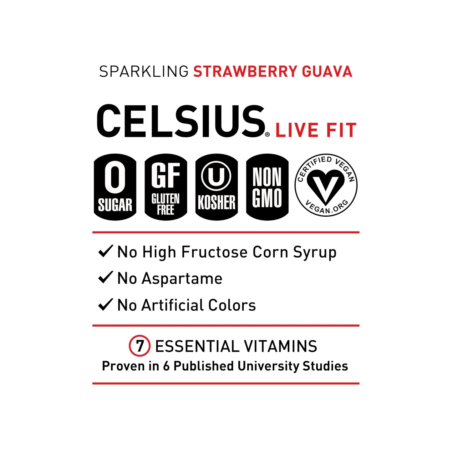 CELSIUS Sparkling Strawberry Guava, Functional Essential Energy Drink 12 Fl Oz (Pack of 12) CELSIUSUS supplements