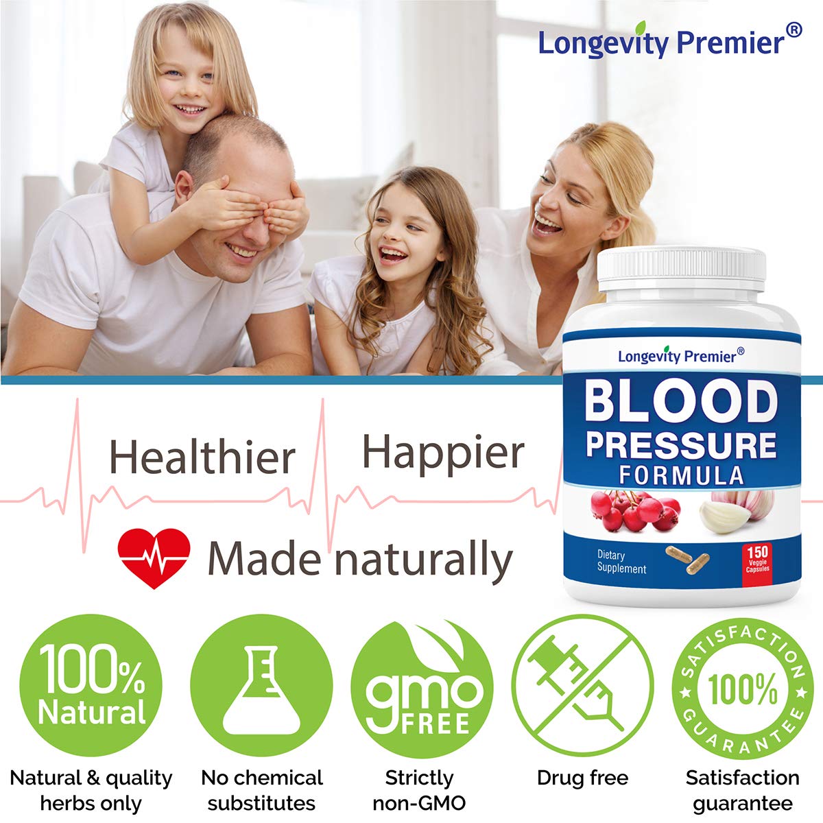[3-Bottle X 150 Caps] Longevity Blood Pressure Formula -Scientifically formulated with Hawthorn & 12+ Quality Natural Herbs LONGEVITY PREMIER NUTRACEUTICALS INCAu supplements