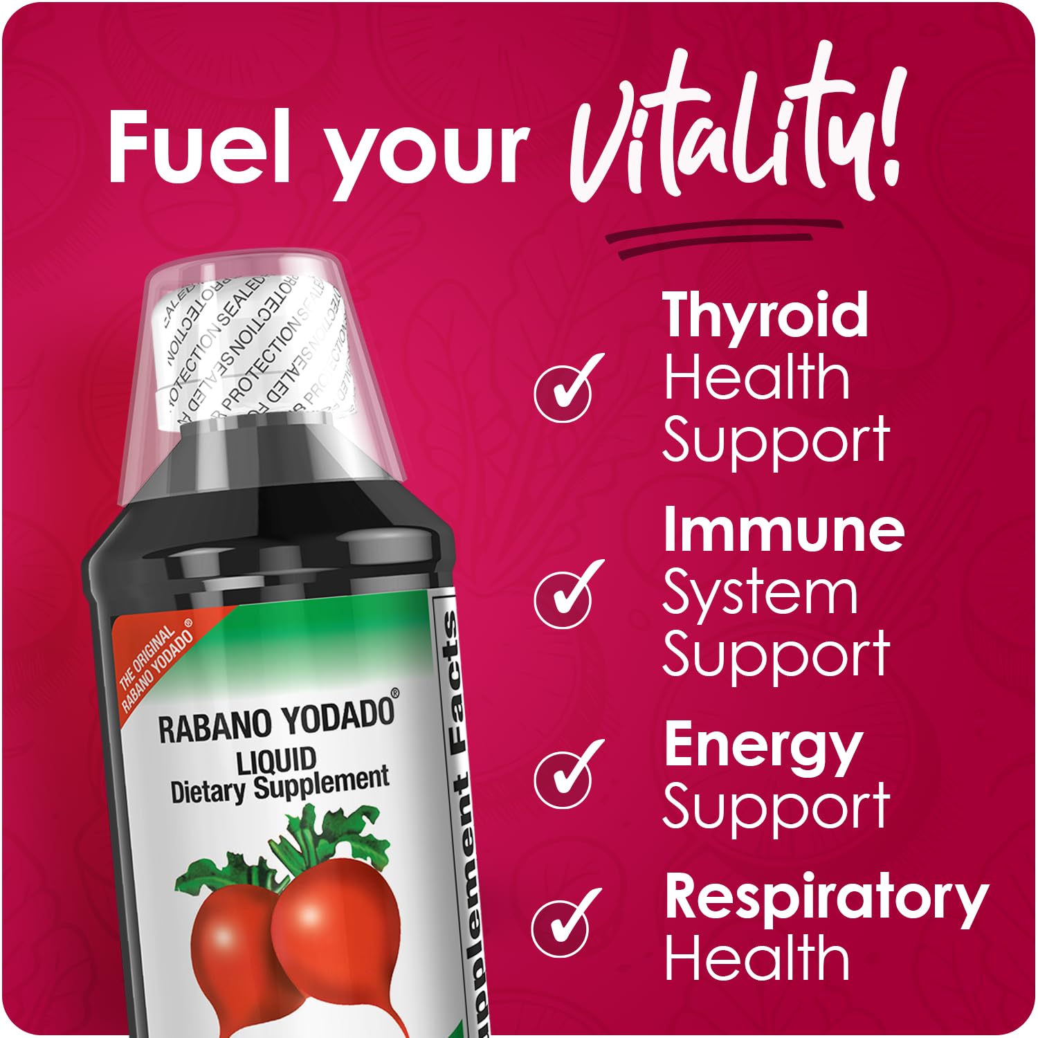 Rabano Yodado Ionized Radish Dietary Liquid Supplement with Iodine, Vitamin B1, B6 & B12, Wellness & Digestive Support, Helps Maintain Natural Energy & Nutrient Balance, 8 Fl Oz, Pack of 1 Rabano YodadoAu supplements