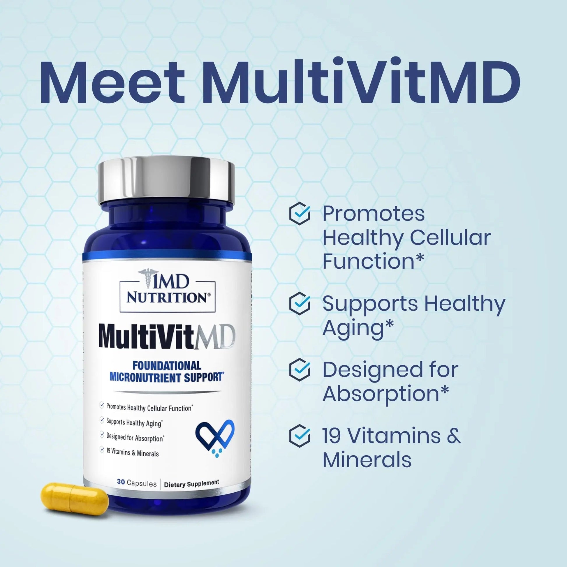 1MD Nutrition MultiVitMD Daily Multivitamin – 19 Essential Vitamins & Minerals for Adults Over 55 | Supports Healthy Aging, Heart, Brain, Bone, & Immune Health | 1MD NutritionAu supplements