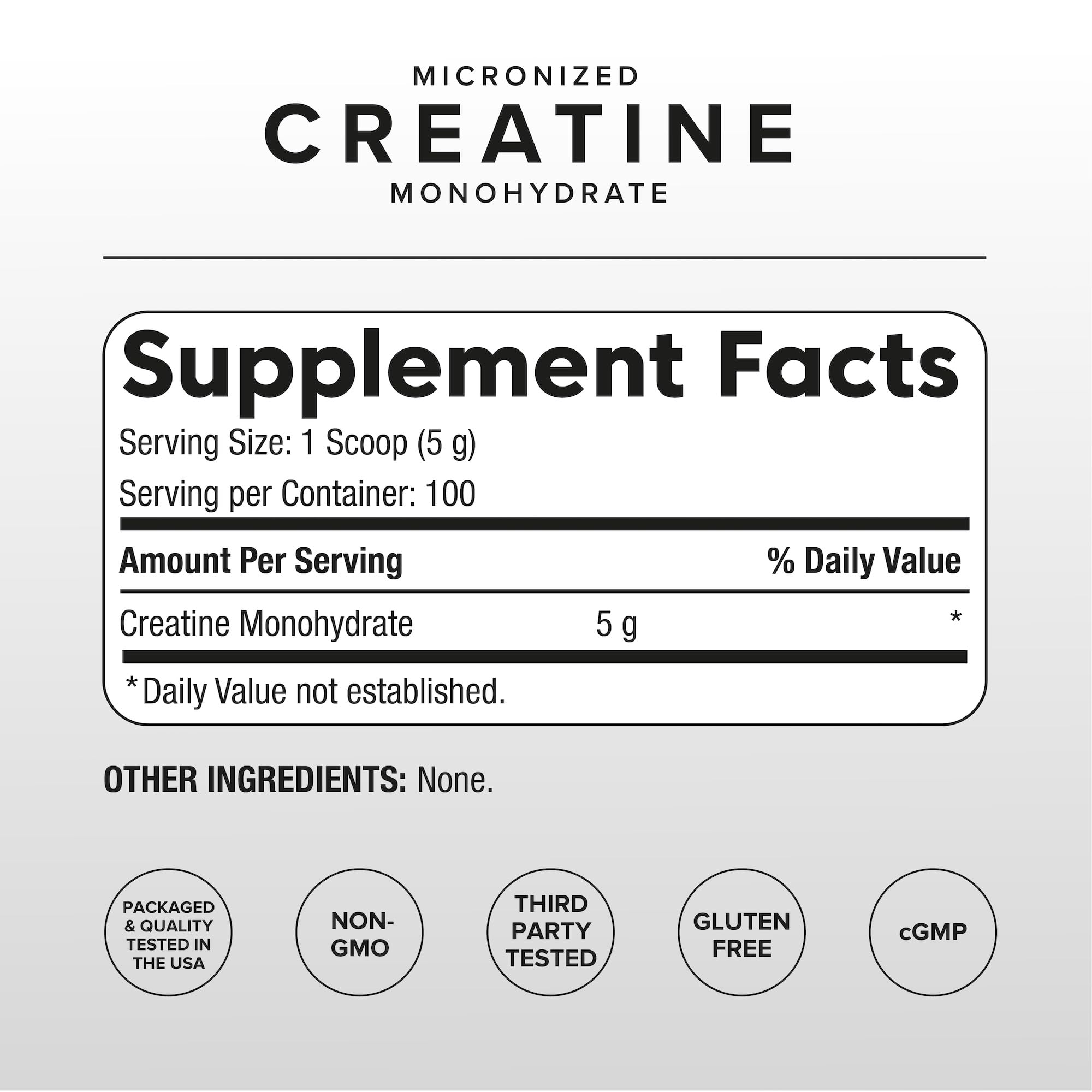 Puregen Labs Micronized Creatine Monohydrate Powder 500g – Pure, Unflavored, No Additives | 5000mg Per Serv (5g) - 100 Servings | Third Party Tested for Quality P Puregen LabsAu supplements