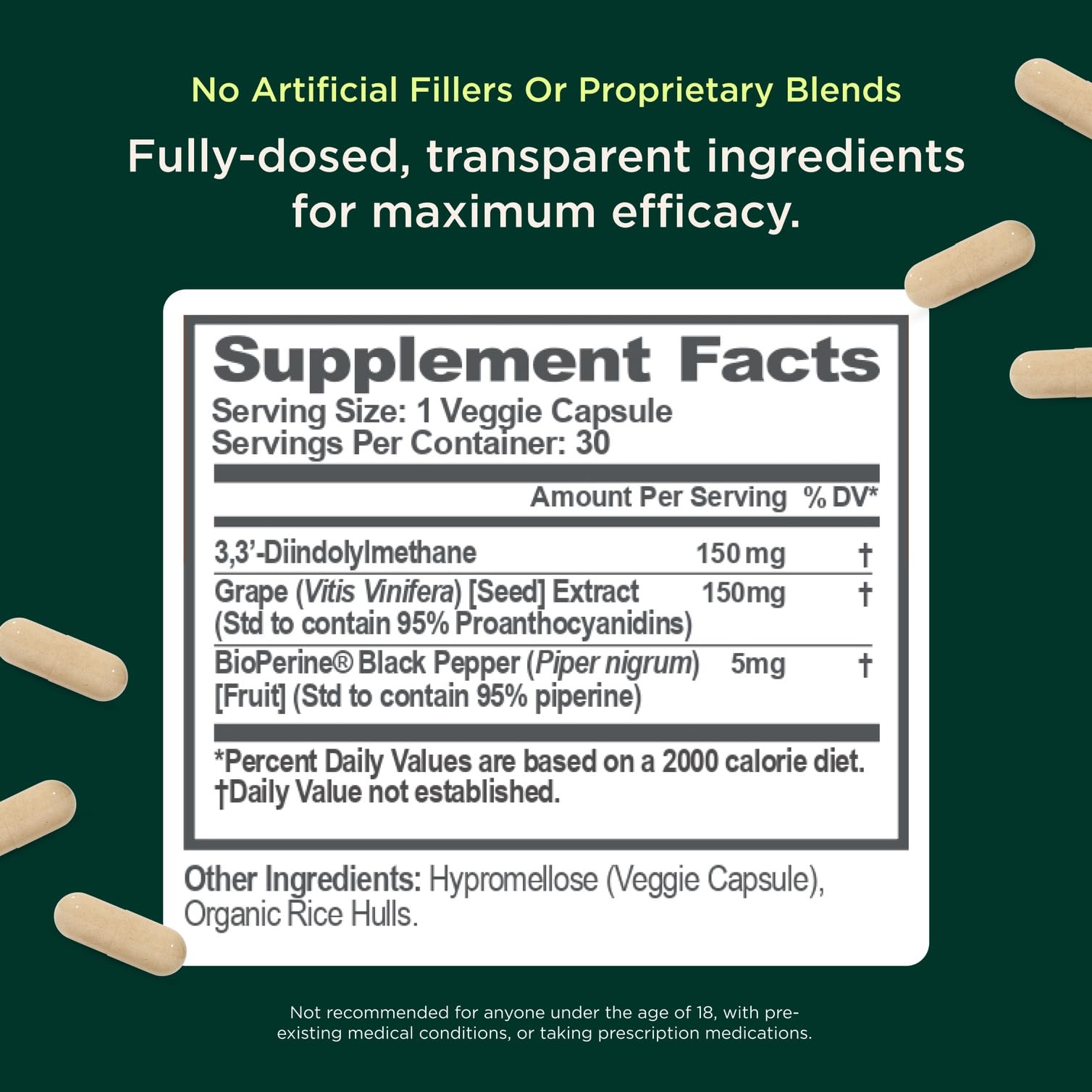 Genius Estrogen Balance, Dim Supplement - Blocker for Men & Women - Hormones, Hormonal Acne & Menopause - Aromatase Inhibitor with Grape Seed Extract & BioPerine - 30 Capsules The Genius BrandUS supplements