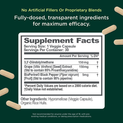 Genius Estrogen Balance, Dim Supplement - Blocker for Men & Women - Hormones, Hormonal Acne & Menopause - Aromatase Inhibitor with Grape Seed Extract & BioPerine - 30 Capsules The Genius BrandUS supplements
