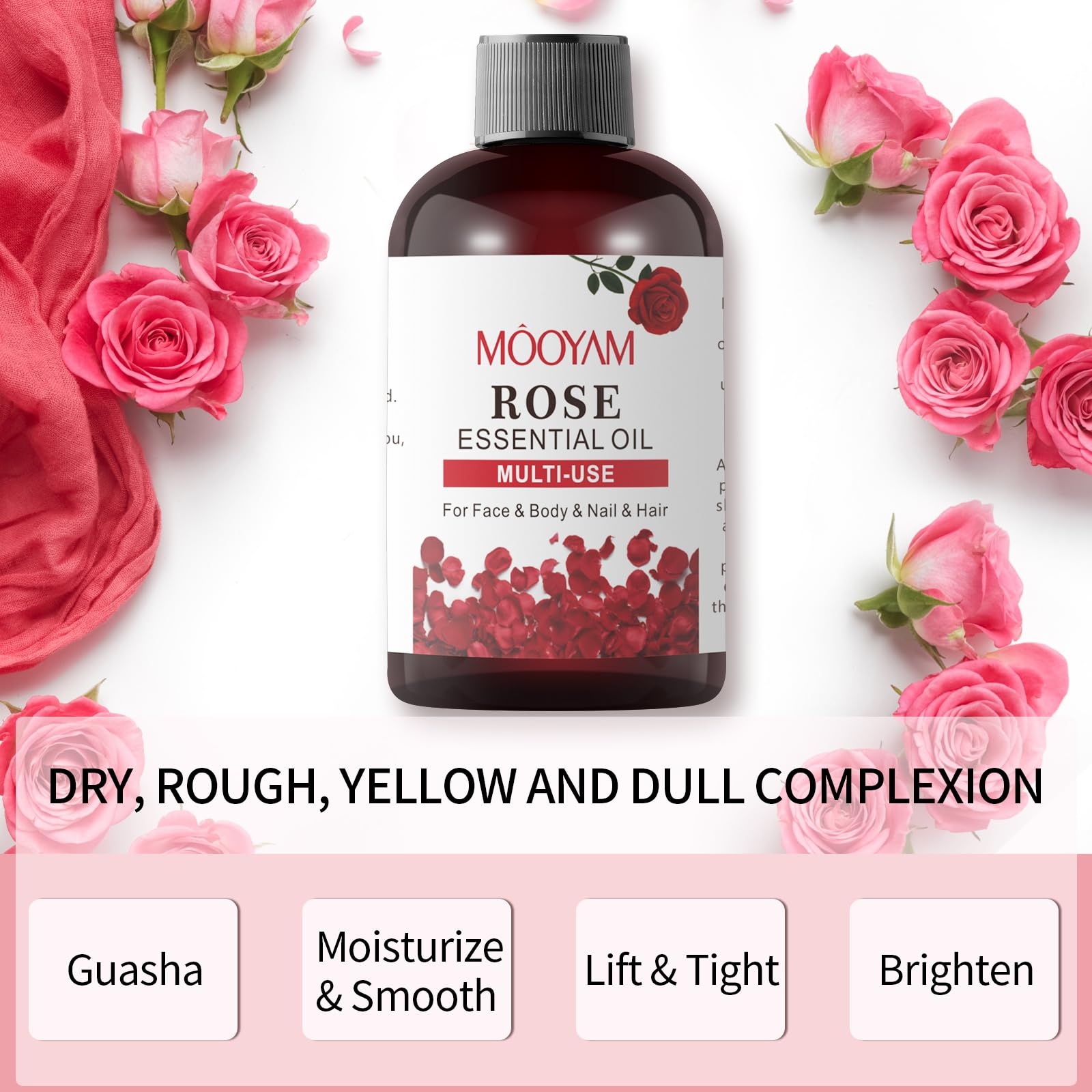 Rose Essential Oil Pure Rose Oil for Face 4OZ/118ML Organic Essential Oils for Diffuser Home Bedroom YAFUSIPEAu supplements