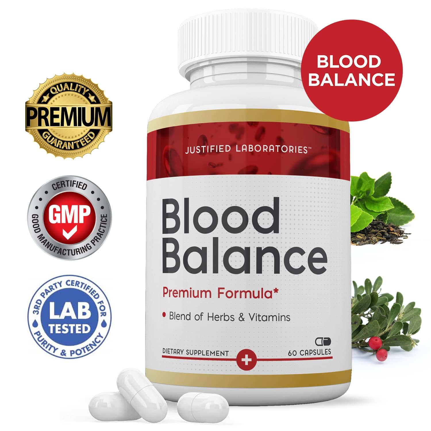 (3 Pack) Blood Balance Advanced Formula 688MG Supplement Pills 180 Capsules Justified LaboratoriesAu supplements