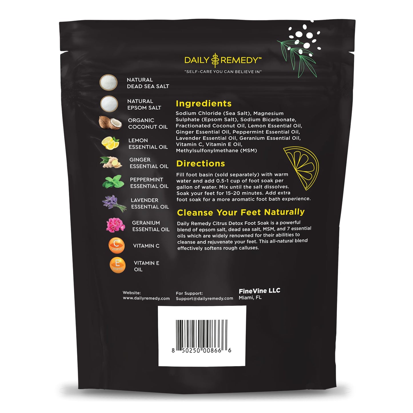 Citrus Detox Foot Soak with Epsom Salt - for Foot Callus, Immune Boost, Damaged Toenail DAILY REMEDYUS supplements
