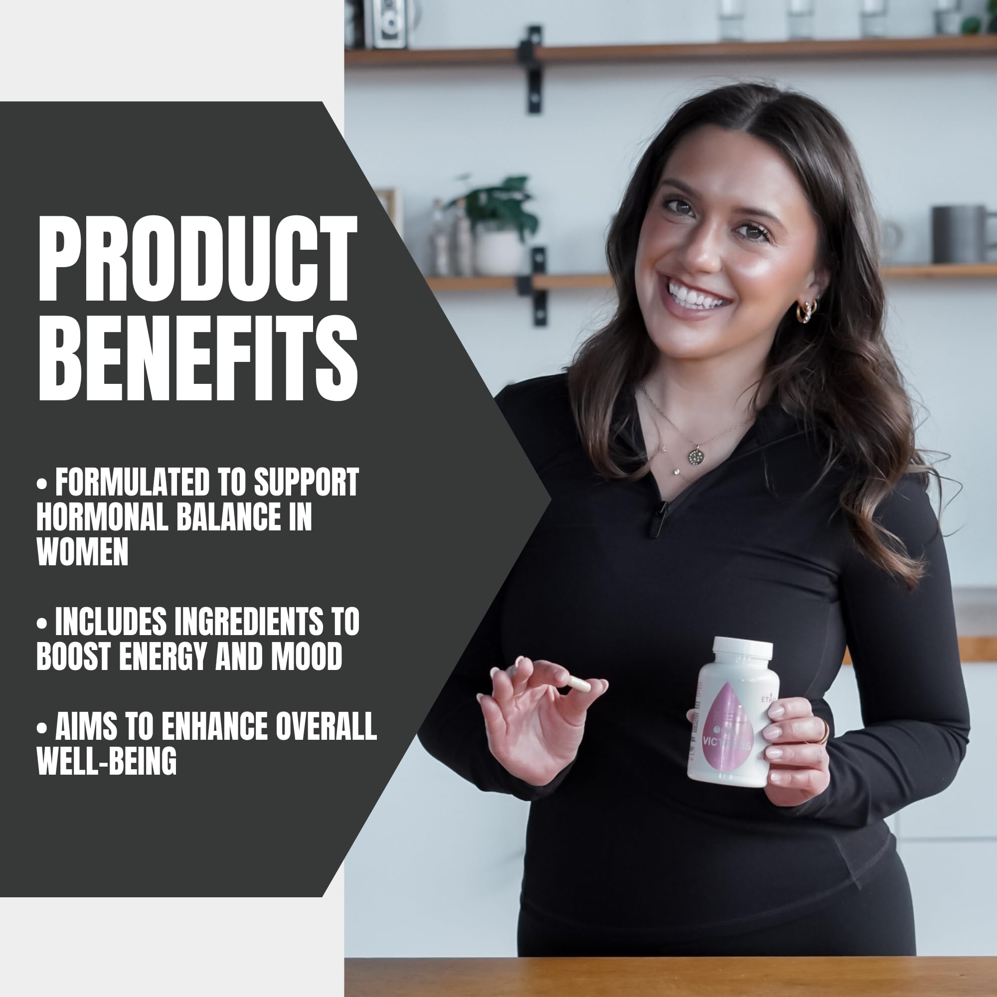 Sweat Ethic Victress, Hormone Balance Support for Women with KSM-66 Ashwagandha, DIM, Biotin, Folic Acid, Dandelion Root, Cayenne Pepper & Vitamin D3, Daily Wellness Formula, 90 Easy to Take Capsules Sweat EthicAu supplements