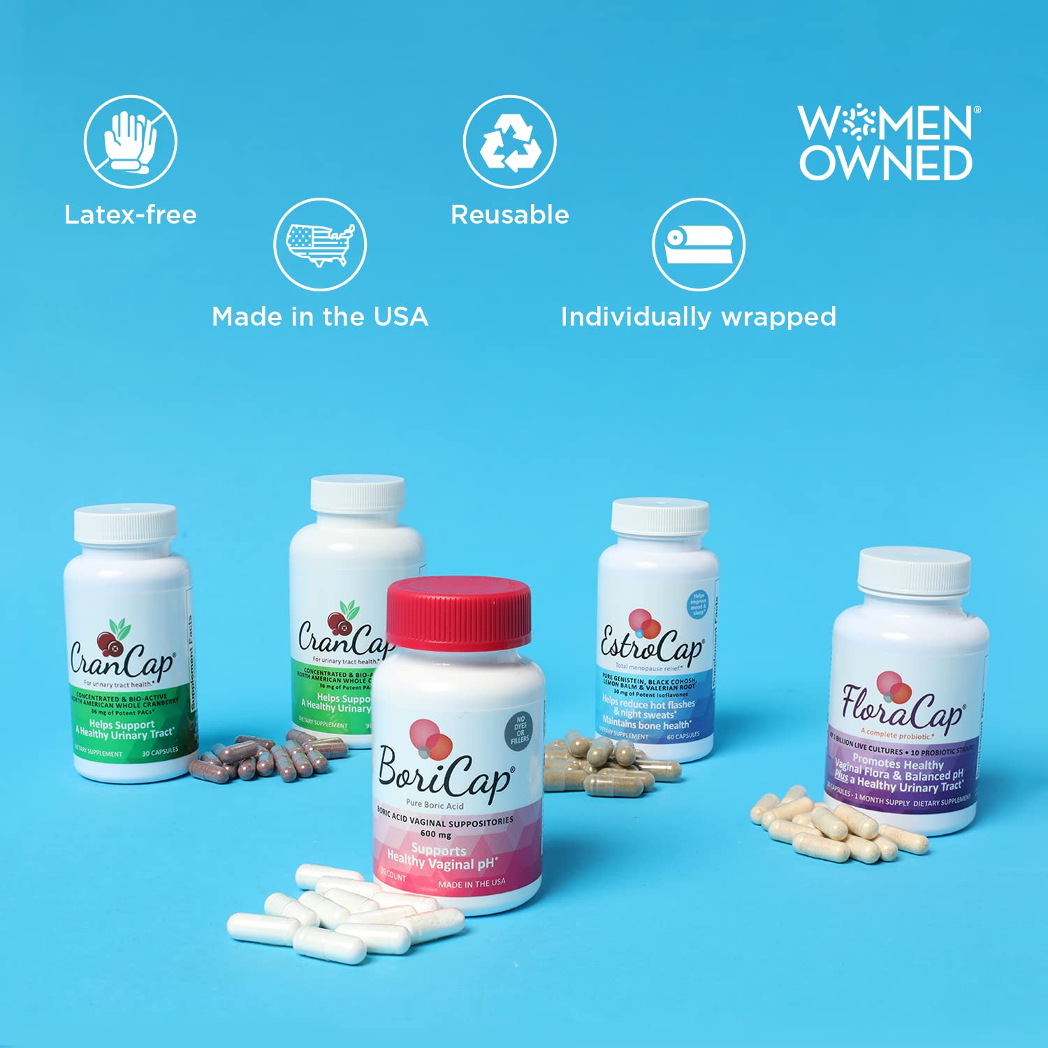 BoriCap Boric Acid Vaginal Suppository Applicators, 7 Applicators - Hygienic Solution BoriCapAu supplements