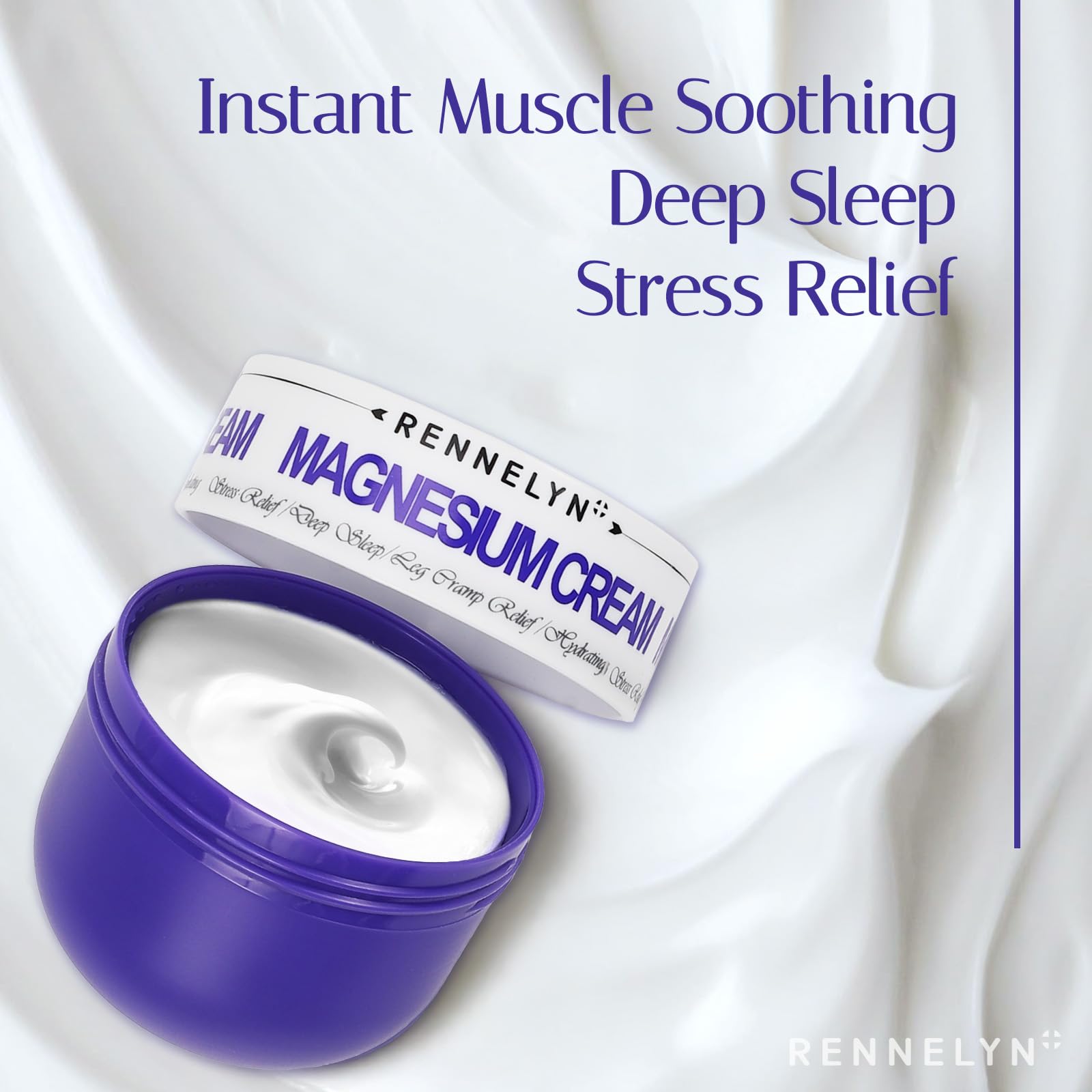 Magnesium Cream Leg Cramps: Soothing Lotion with Magnesium Glycinate, Malate, & Chloride (3 OZ FL, Lavender) RennelynAu supplements
