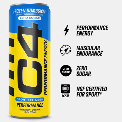 C4 Energy Drink 12oz (Pack of 24) - Frozen Bombsicle - Sugar Free Pre Workout Performance CellucorUS supplements