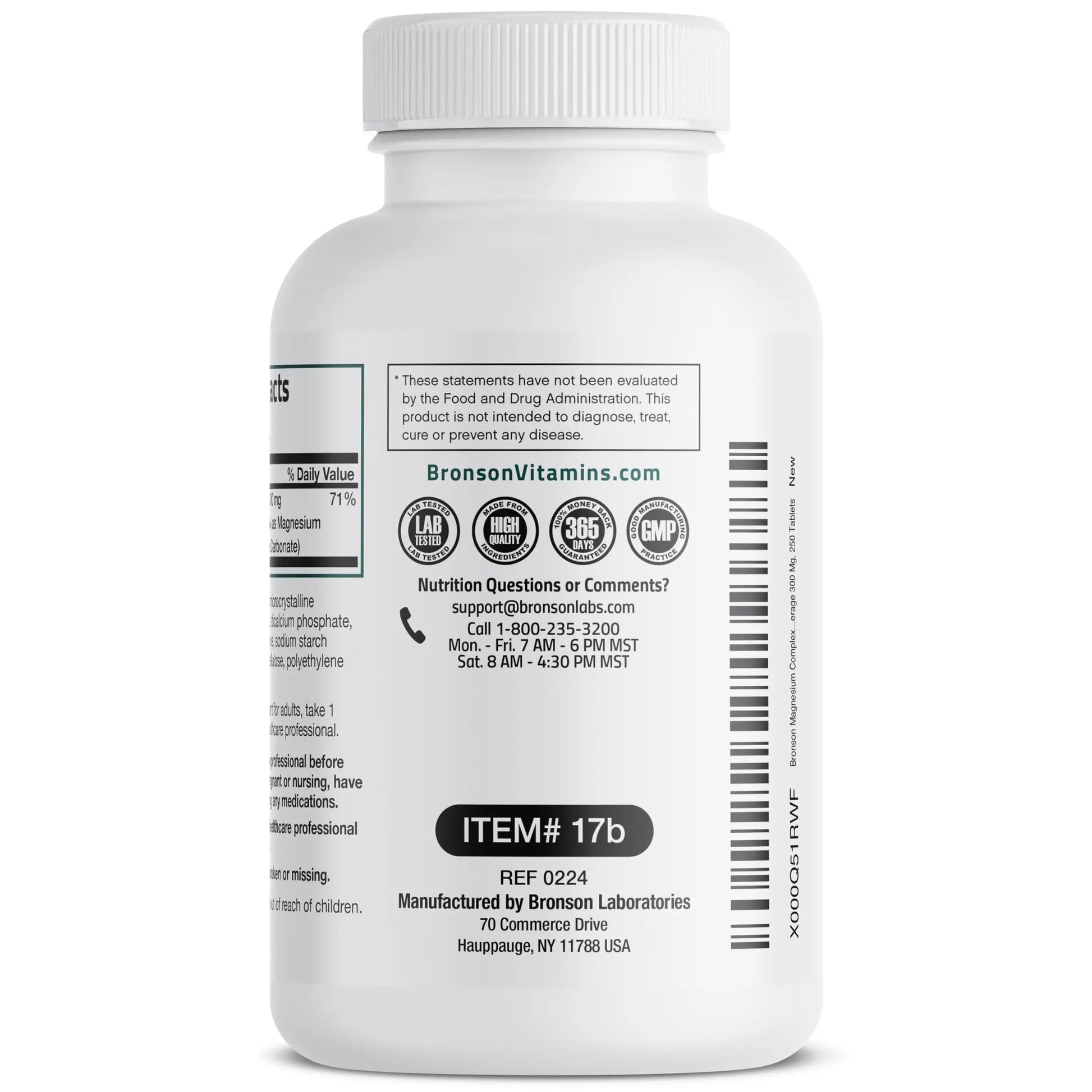 Bronson Triple Magnesium Complex Maximum Coverage 300mg - Non-GMO Formula, 250 Tablets Bronsonnz supplements